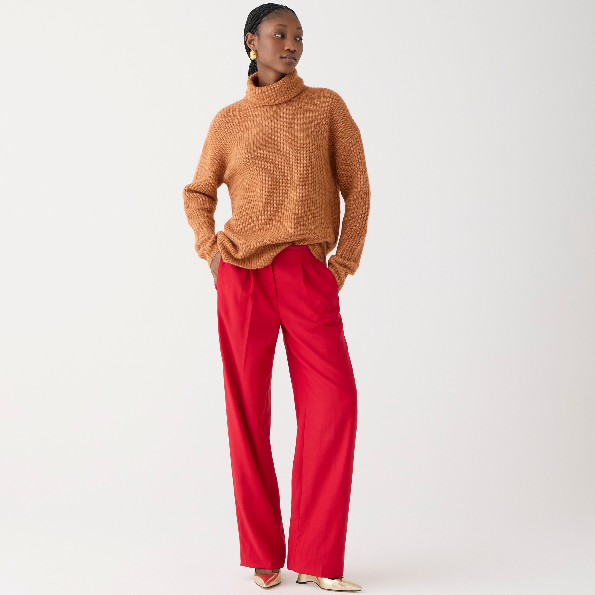 j.crew: relaxed turtleneck sweater in brushed yarn for women