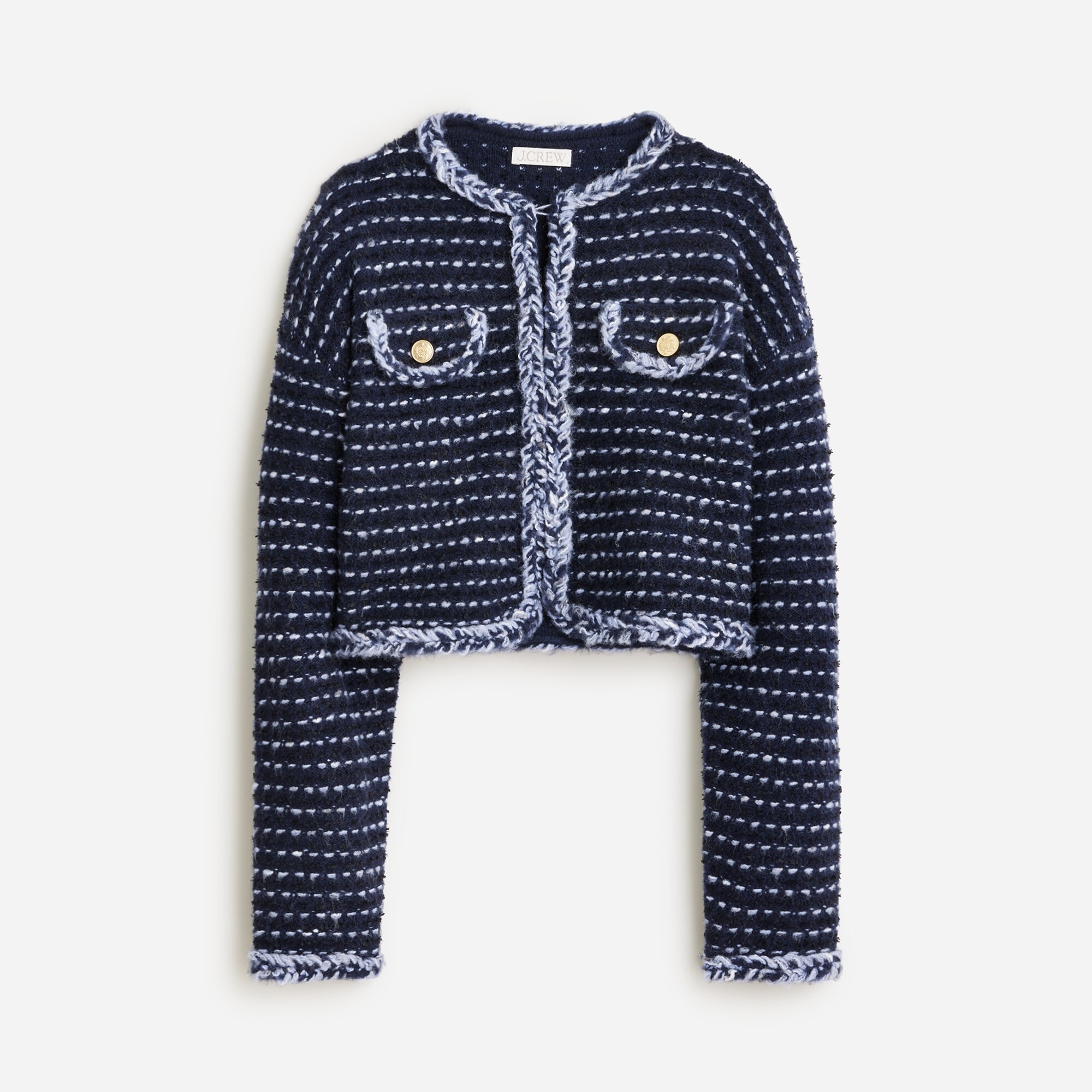 【ネイビー】モールジャカードクルーネックニット <LADIES LINE> (LADIES) Crochet Lady Jacket Cardigan For Women | J.Crew