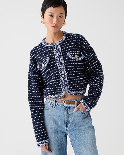 j.crew: cropped lady jacket in marled yarn for women