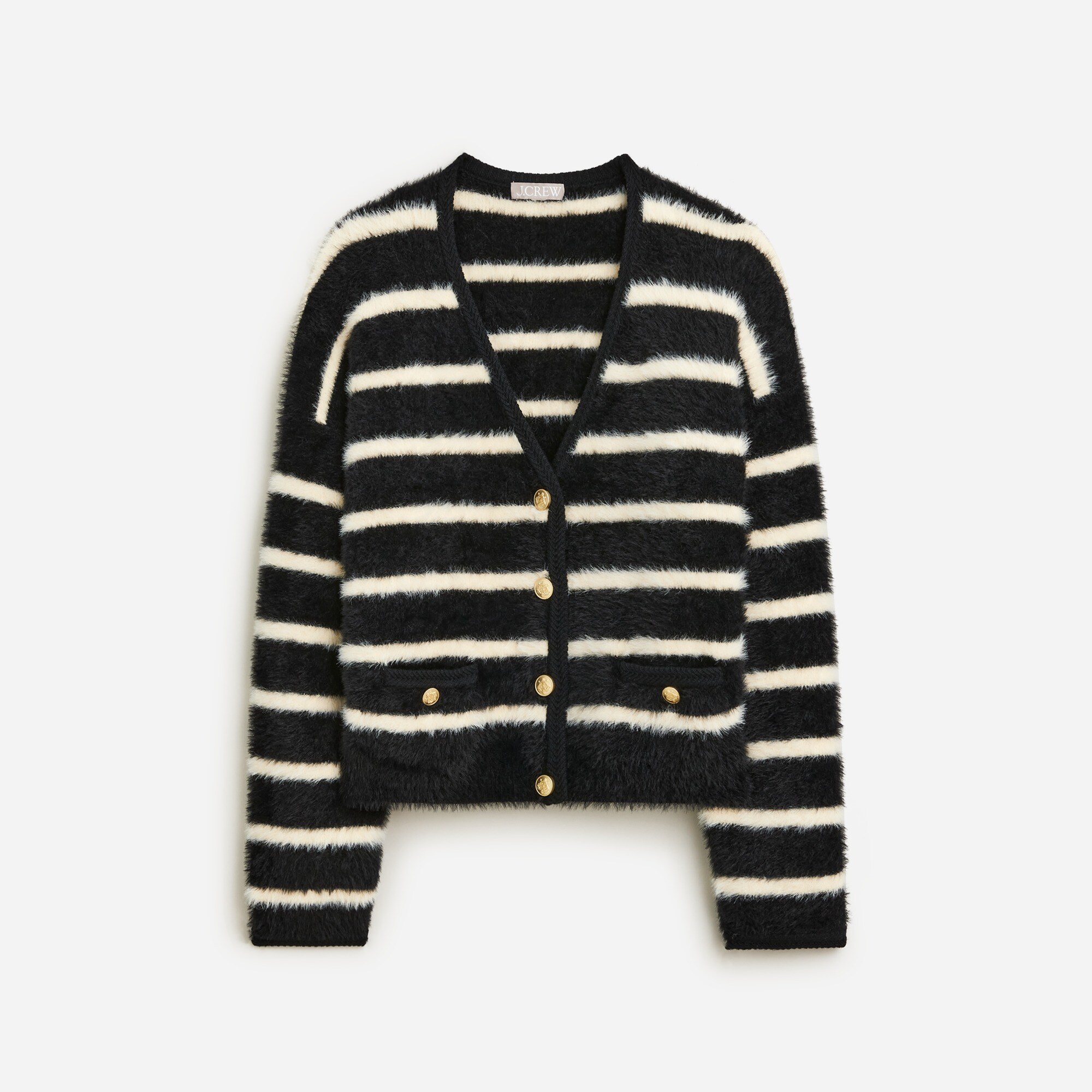 Sweater lady jacket in striped brushed yarn