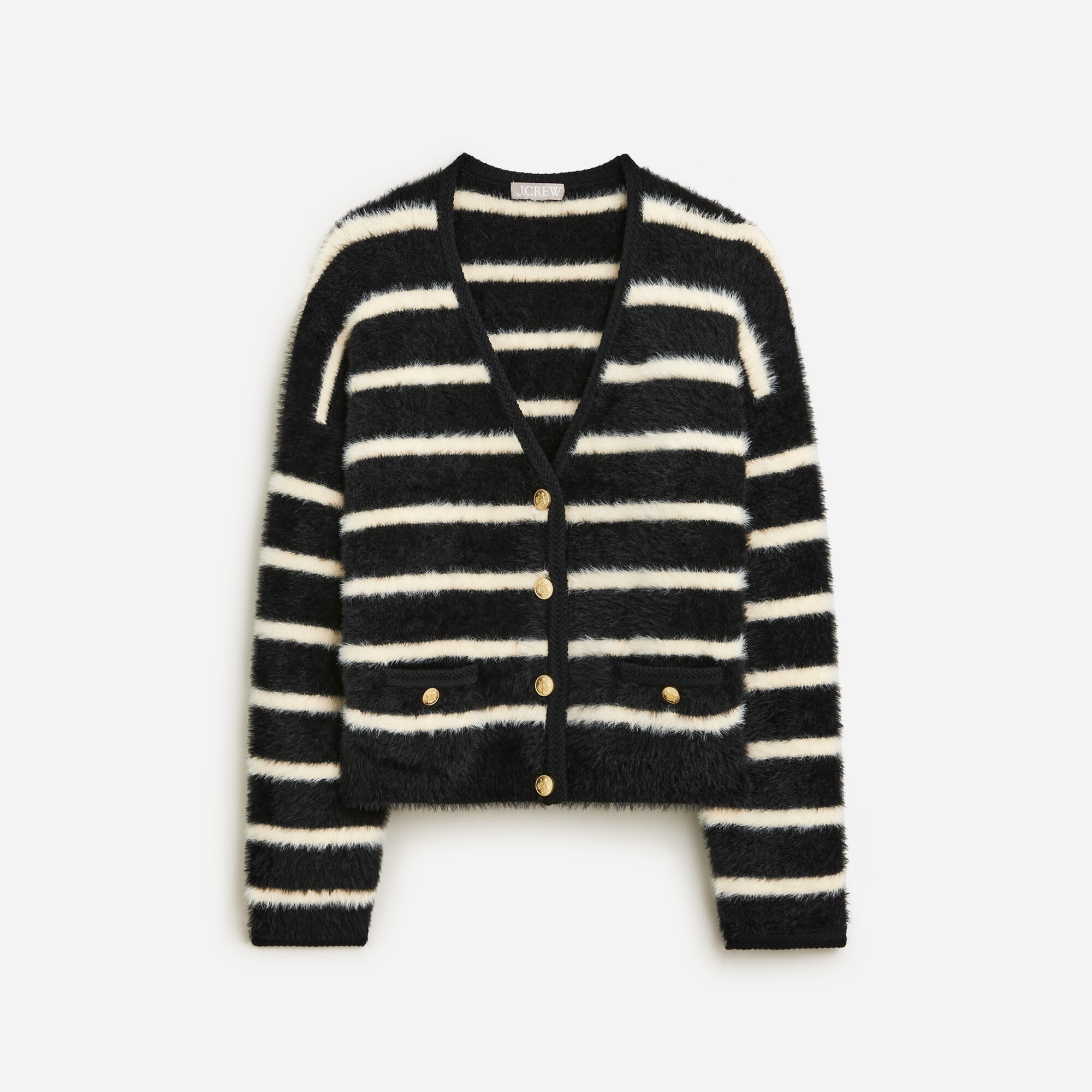 womens Sweater lady jacket in striped brushed yarn