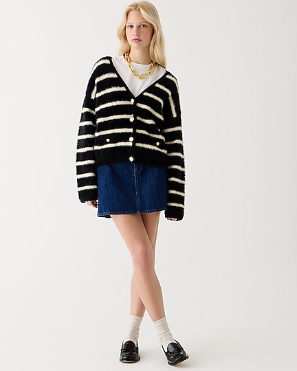 j.crew: sweater lady jacket in striped brushed yarn for women