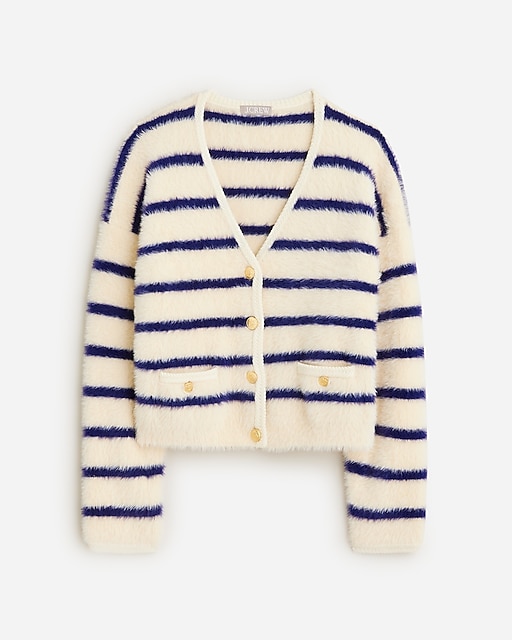 womens Sweater lady jacket in striped brushed yarn