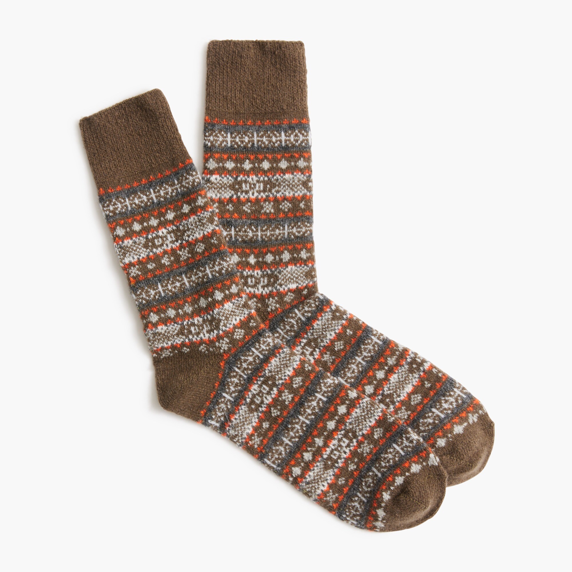 fair isle wool-blend  socks for men