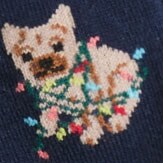 Dog with holiday lights trouser socks ANTIQUE NAVY factory: dog with holiday lights trouser socks for women