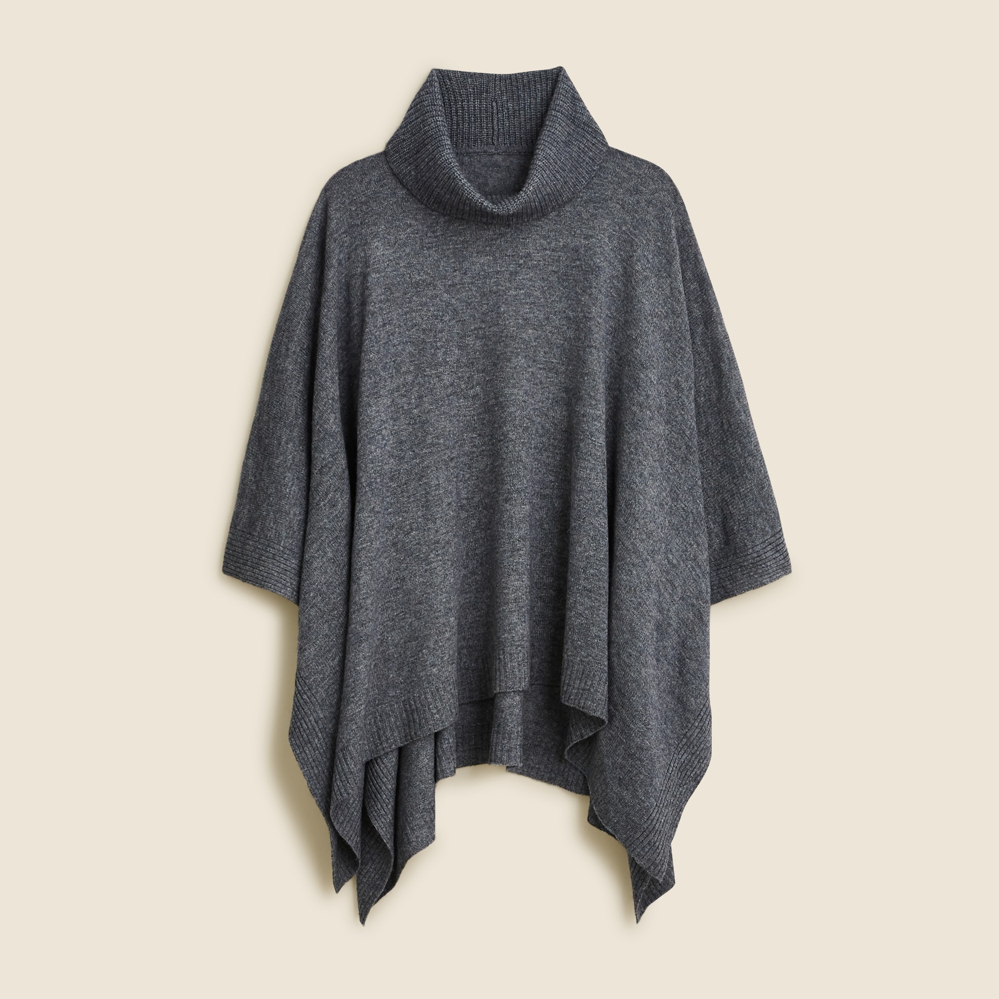 womens Turtleneck poncho in wool-cashmere blend