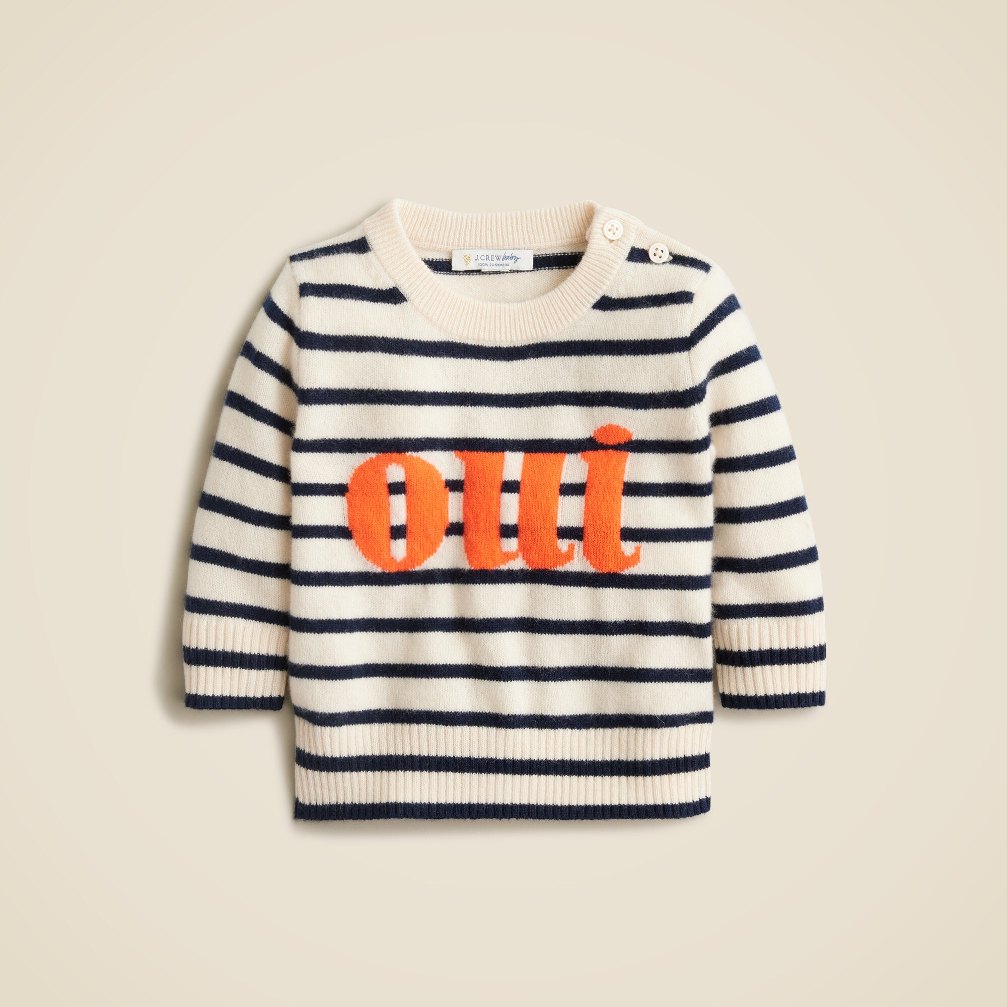 Crewcuts Girls Limited Edition Baby Cashmere Oui Crewneck Sweater