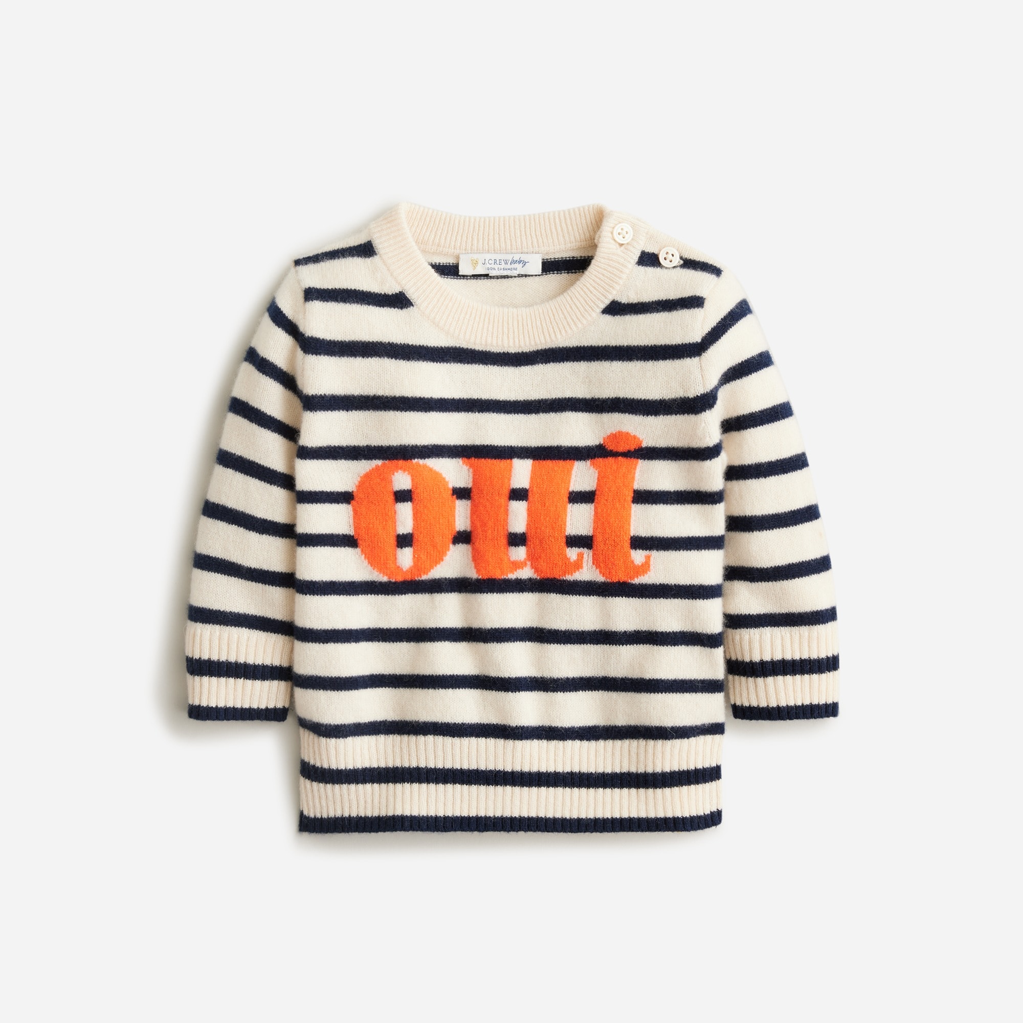 babys Limited-edition baby cashmere &quot;oui&quot; crewneck sweater