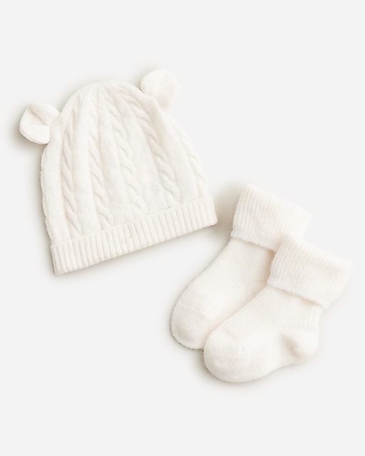 babys Limited-edition baby cashmere beanie and booties set