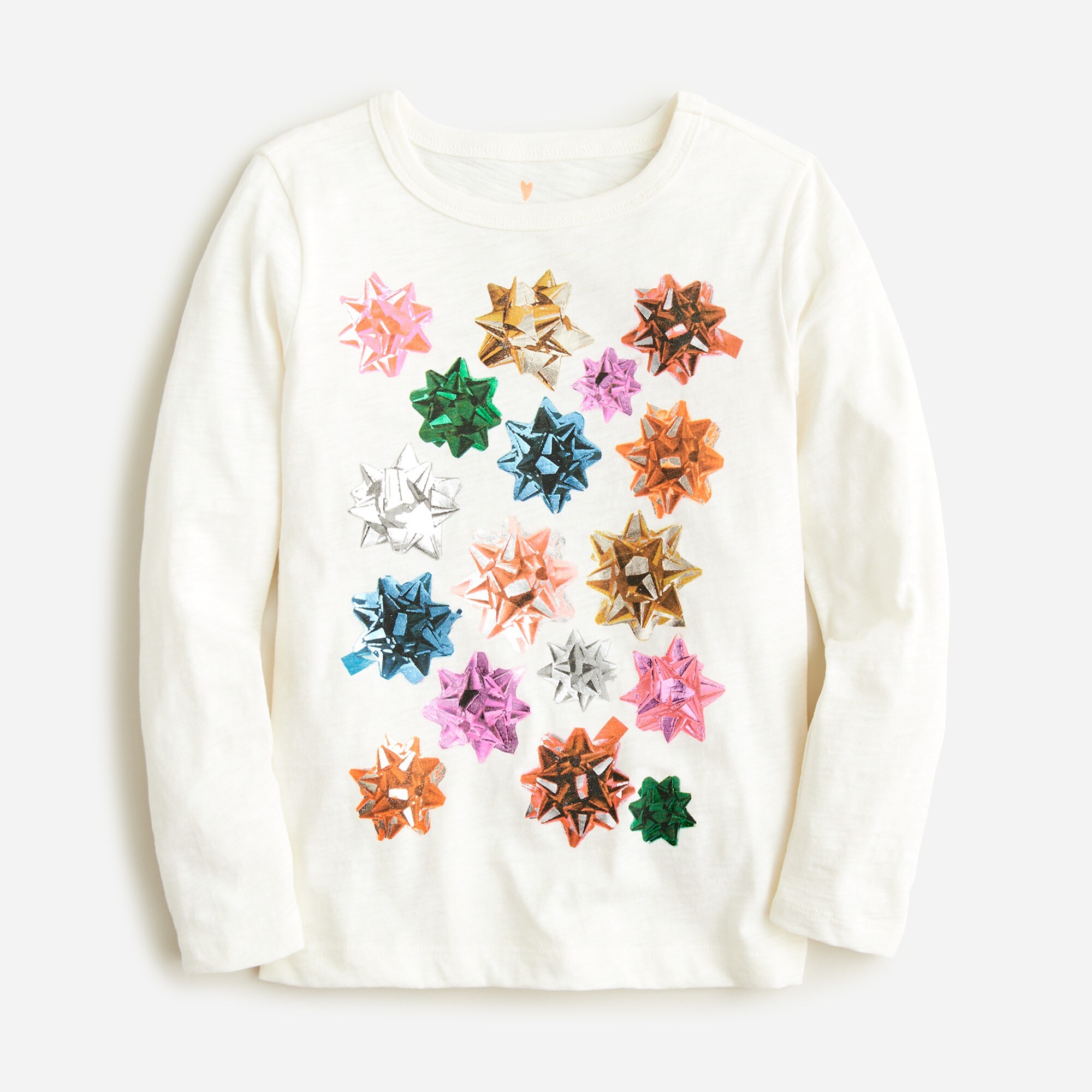Girls' long-sleeve bow graphic T-shirt