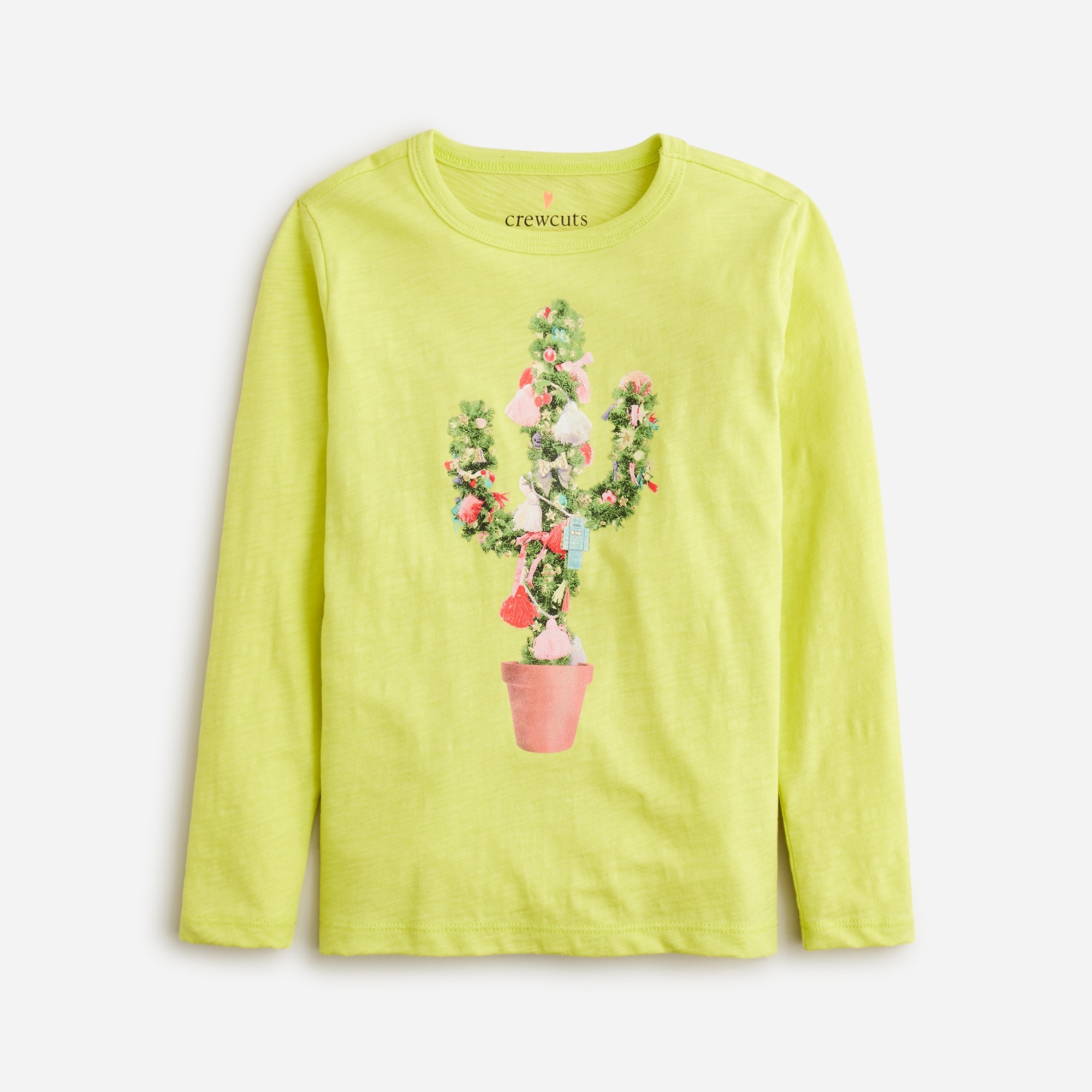  Girls' long-sleeve holiday cactus graphic T-shirt