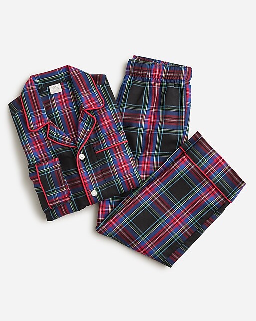 boys Kids' flannel pajama set in black Stewart tartan