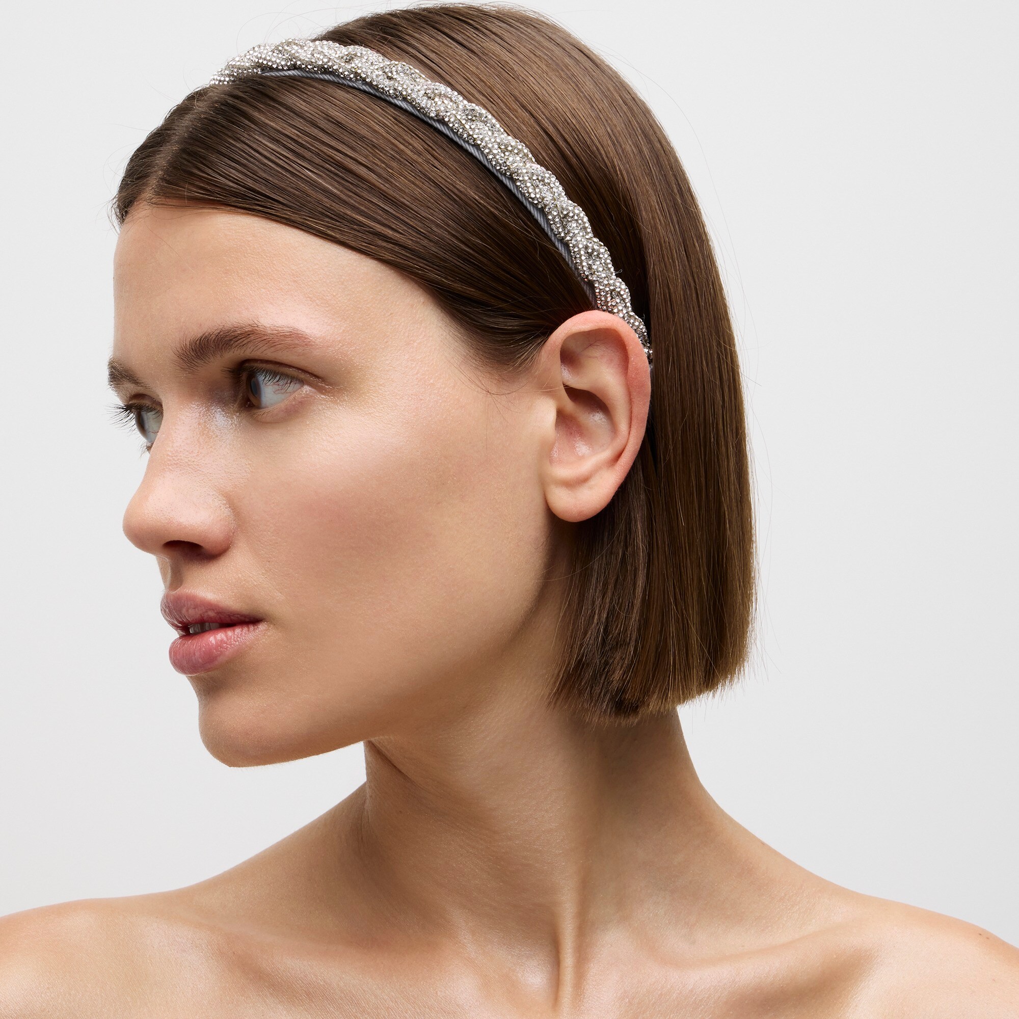womens Skinny braided crystal headband