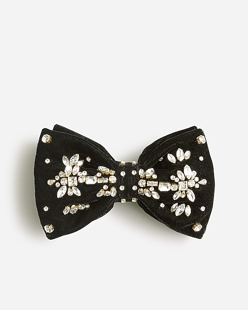 womens Velvet bow clip with crystals