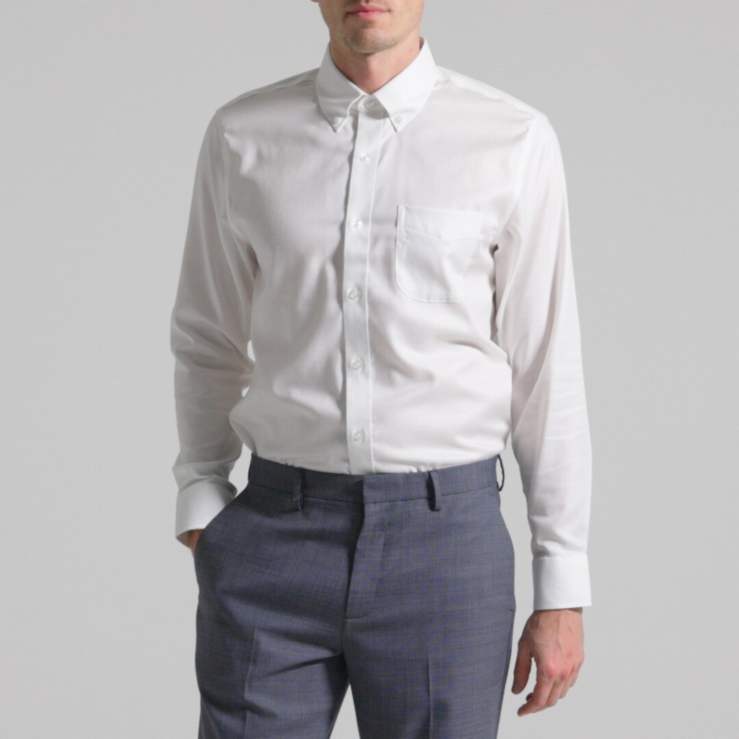 Slim Bowery wrinkle-free dress shirt with button-down collar