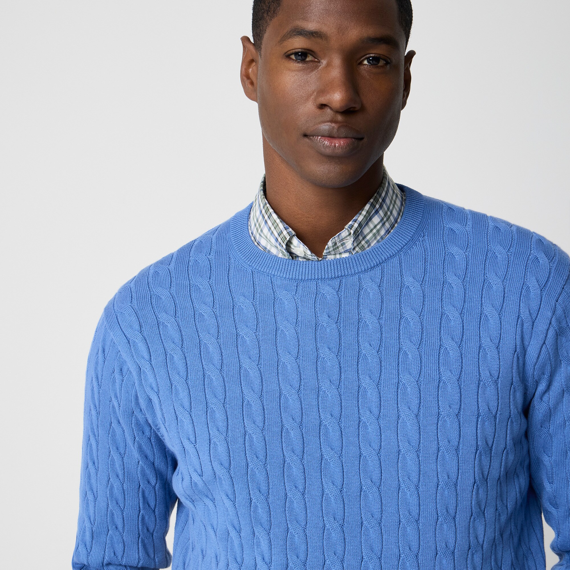 Cotton cable crewneck sweater