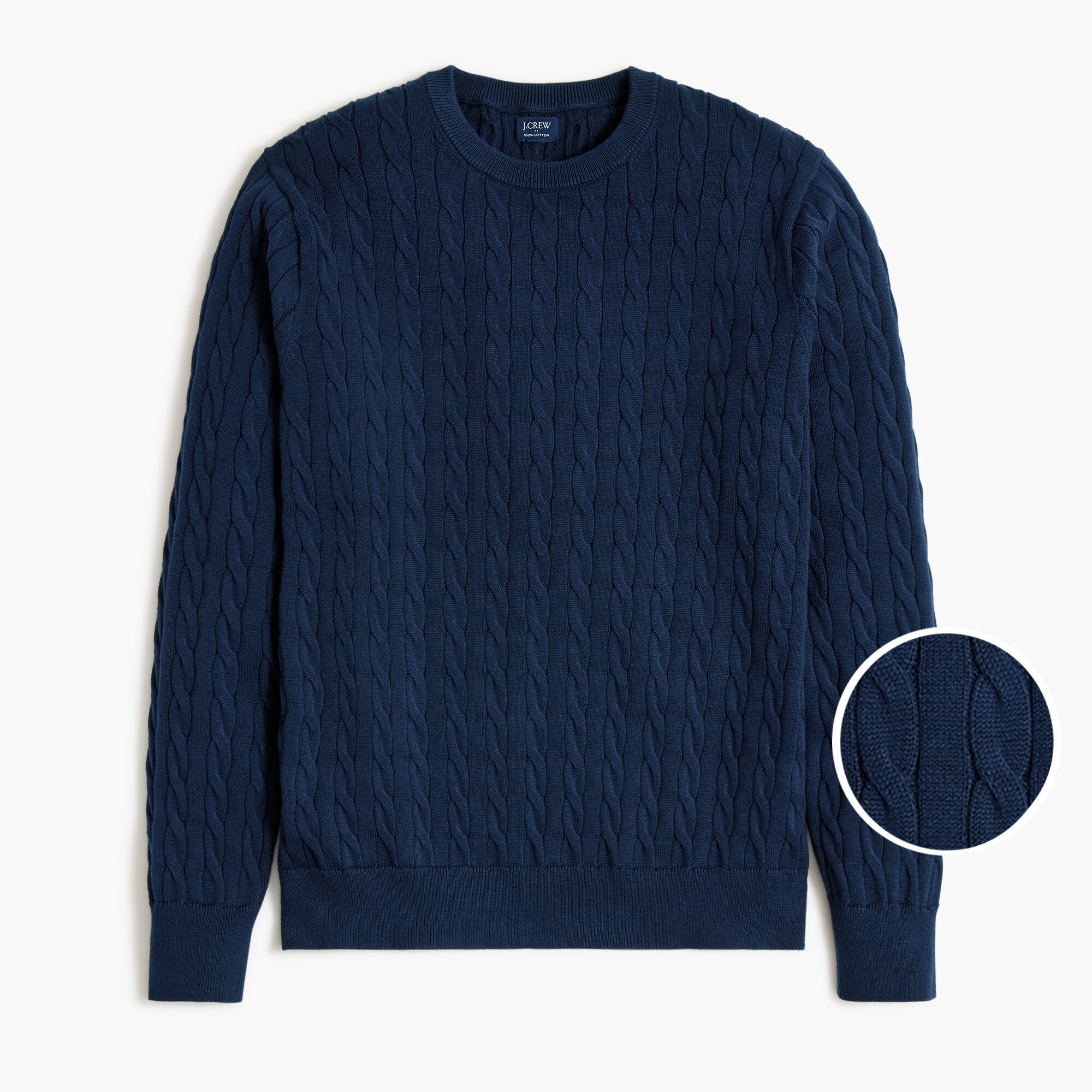 mens Cotton cable crewneck sweater
