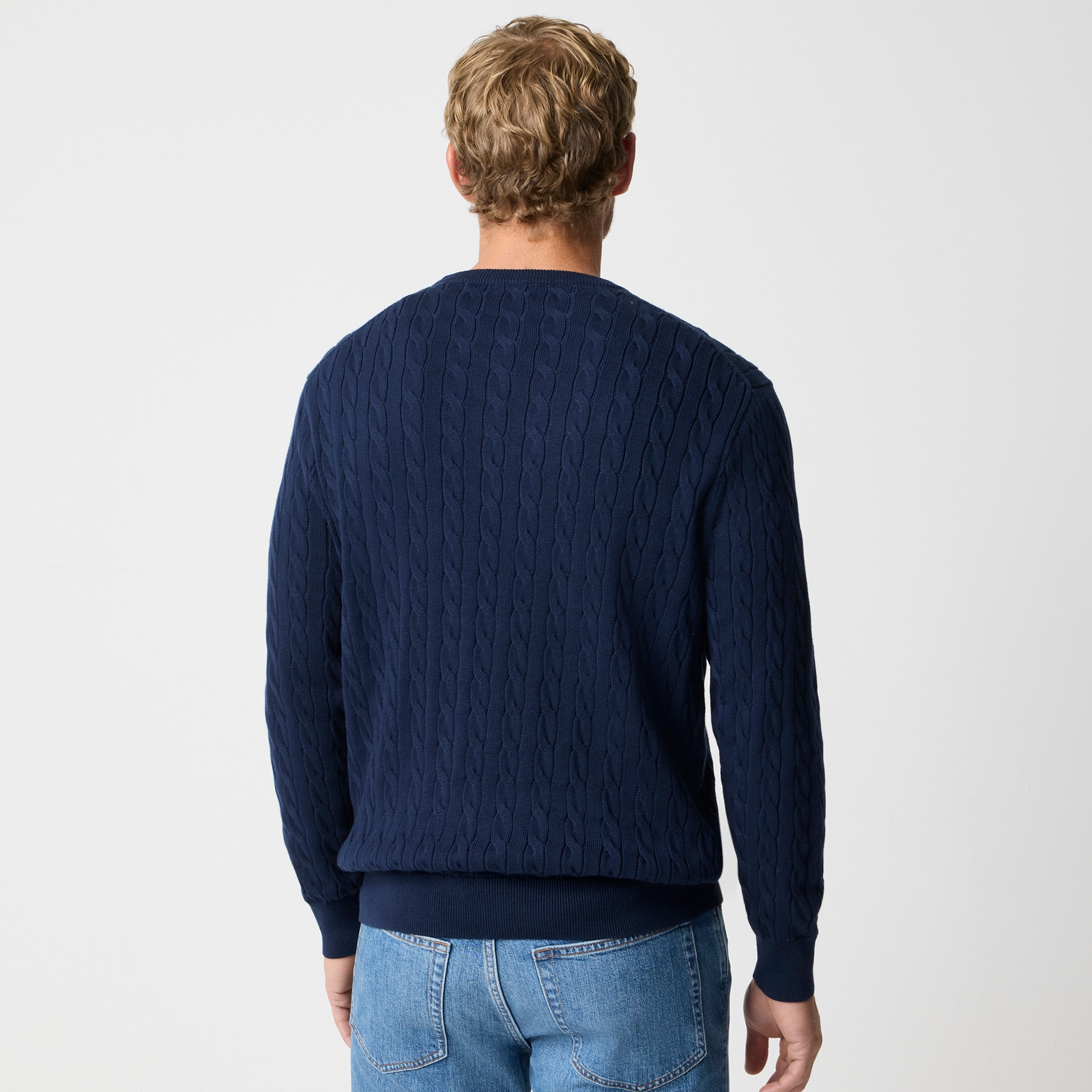 Cotton cable crewneck sweater