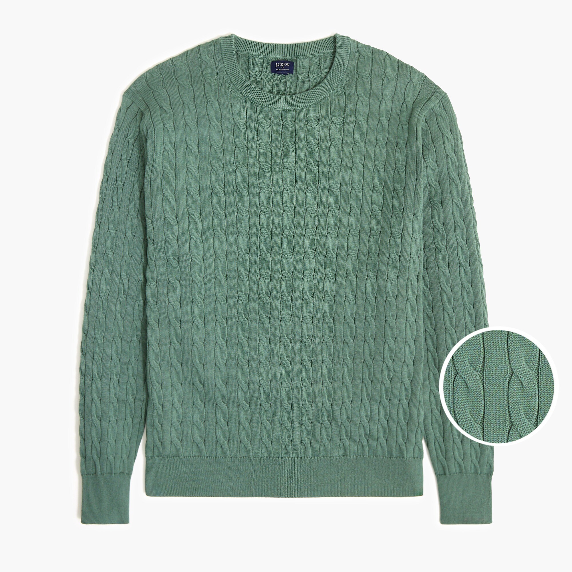 Cotton cable crewneck sweater