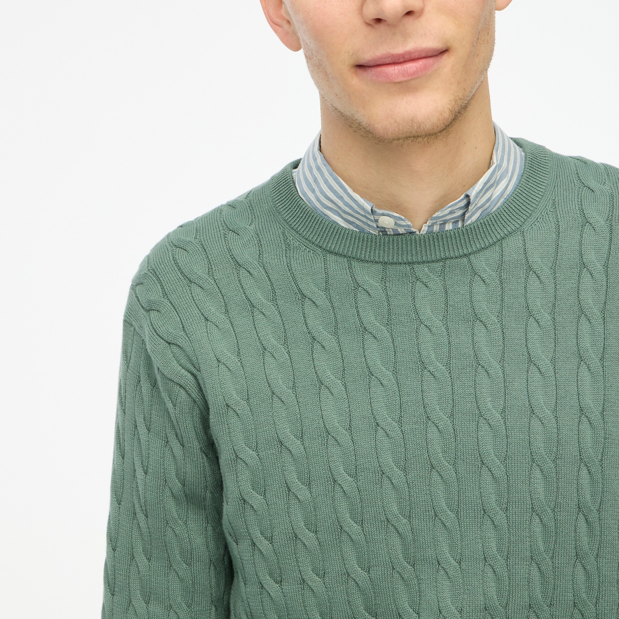 Cotton cable crewneck sweater