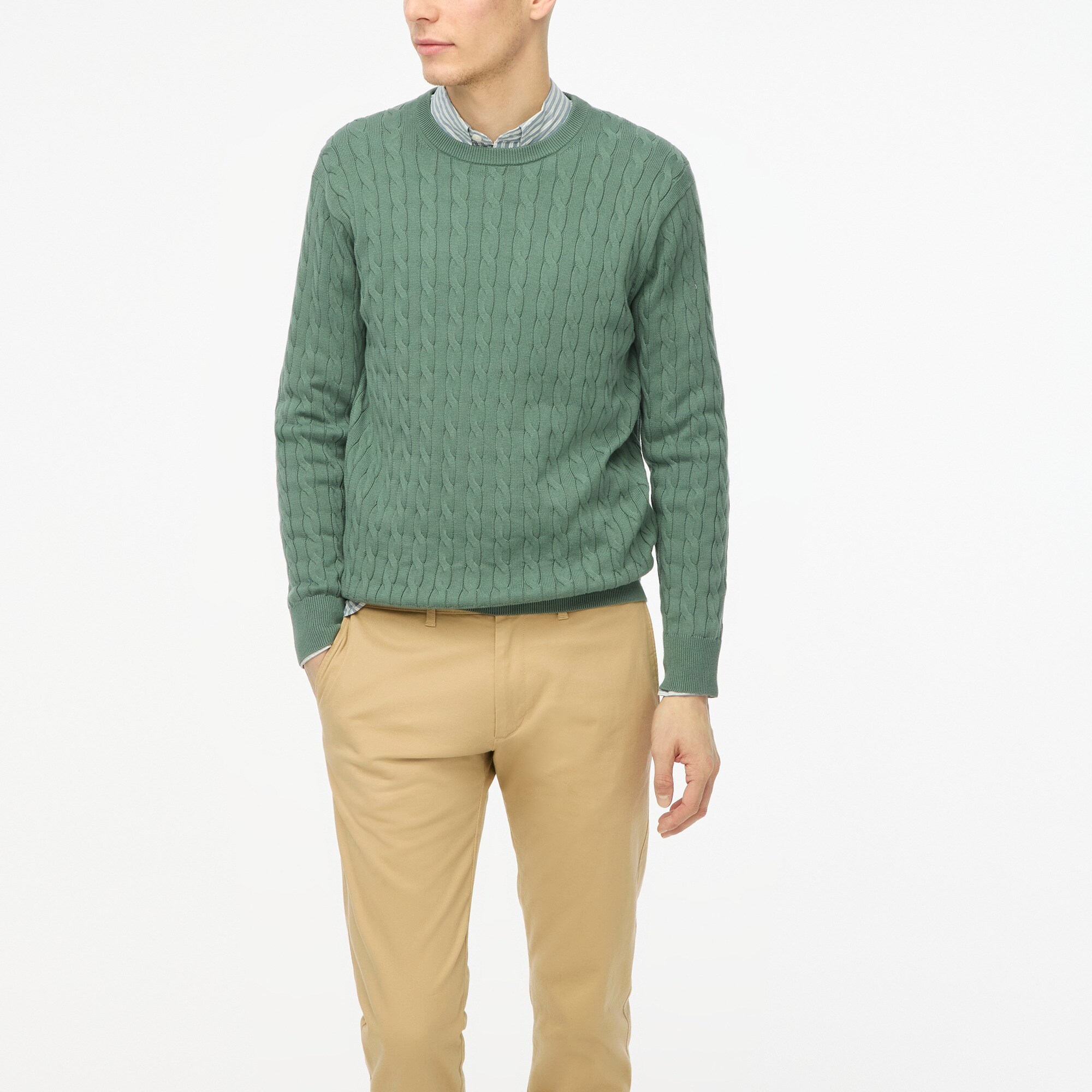 Cotton cable crewneck sweater