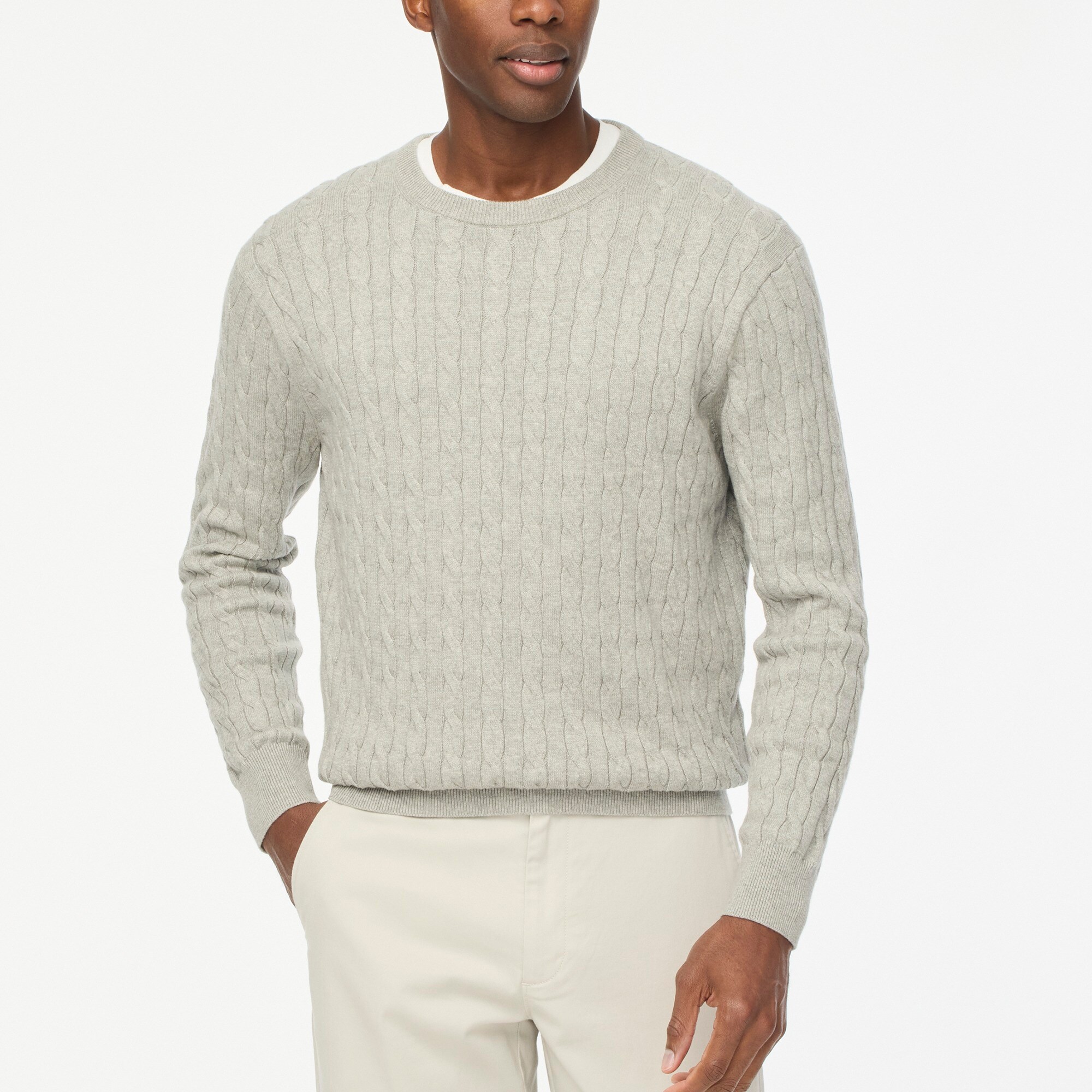Cotton cable crewneck sweater
