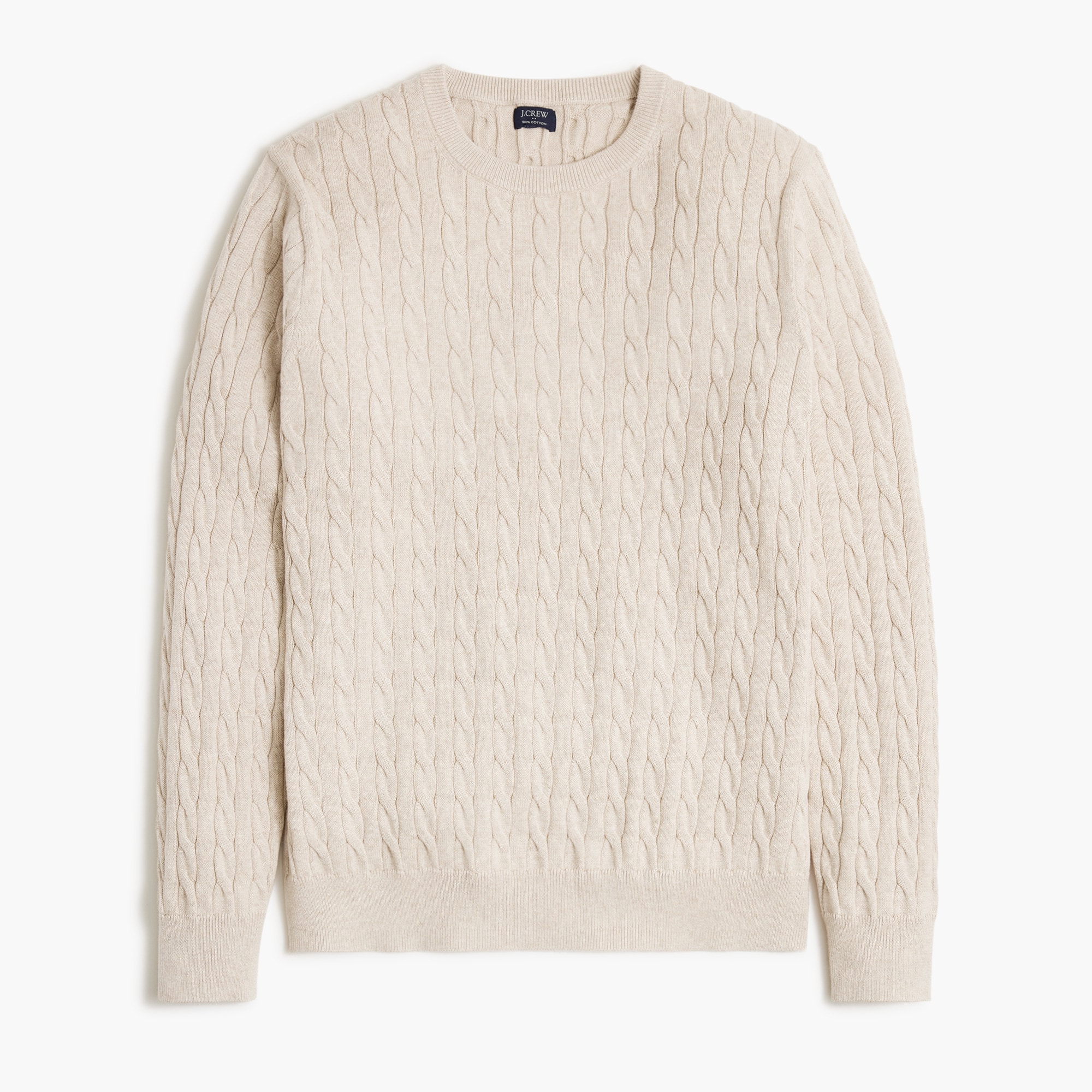mens Cotton cable crewneck sweater