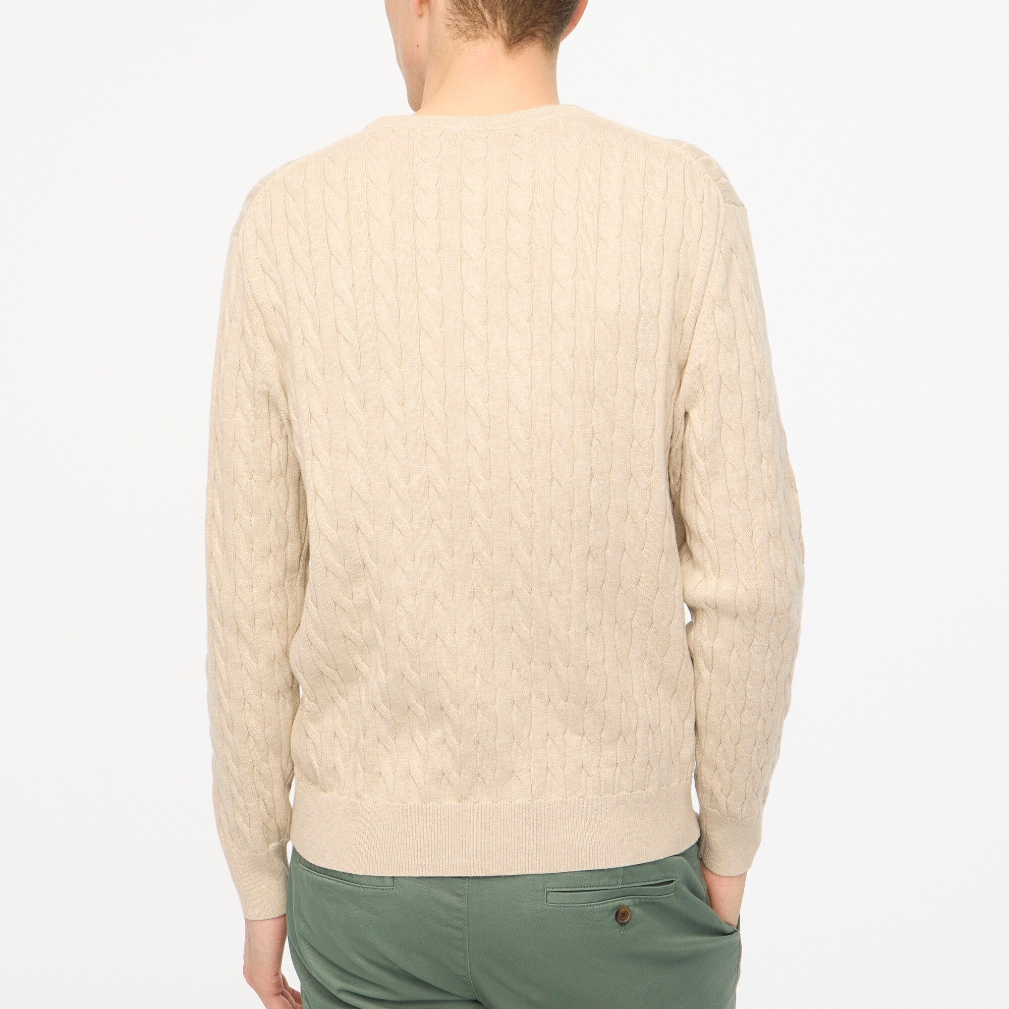 Cotton cable crewneck sweater