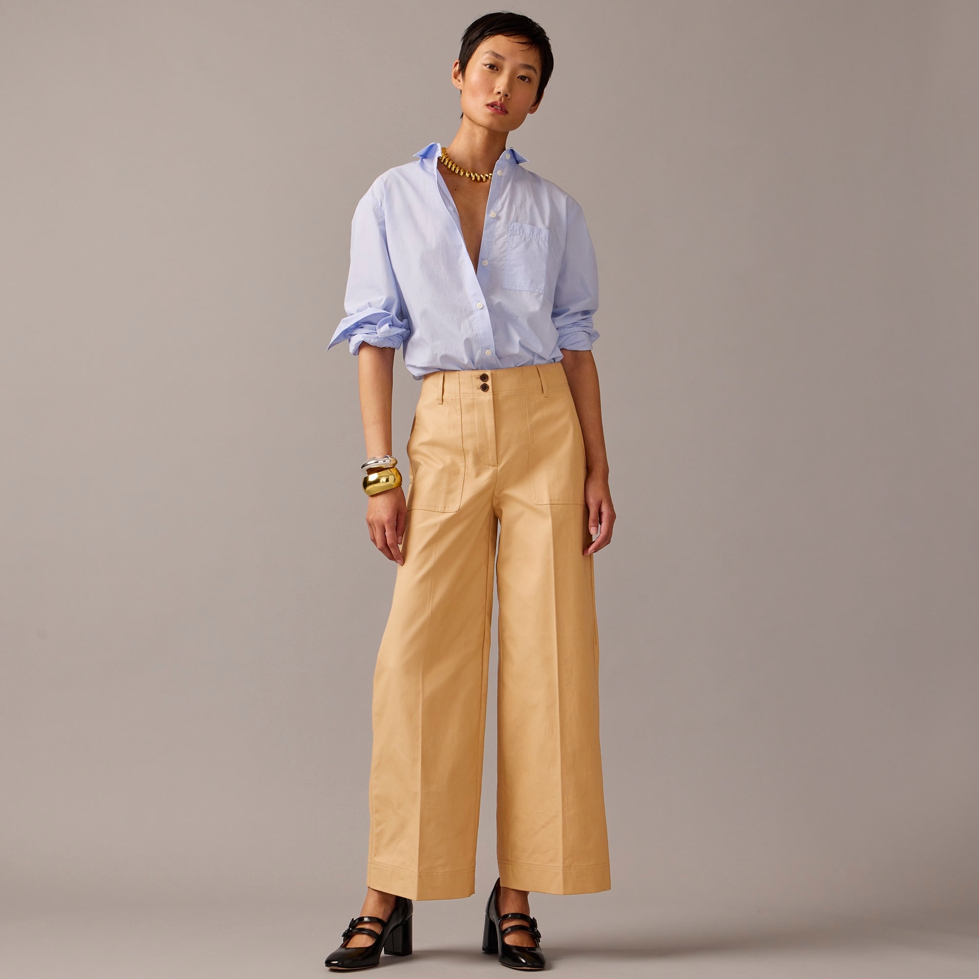 j.crew: collection wide-leg pant in trench canvas for women