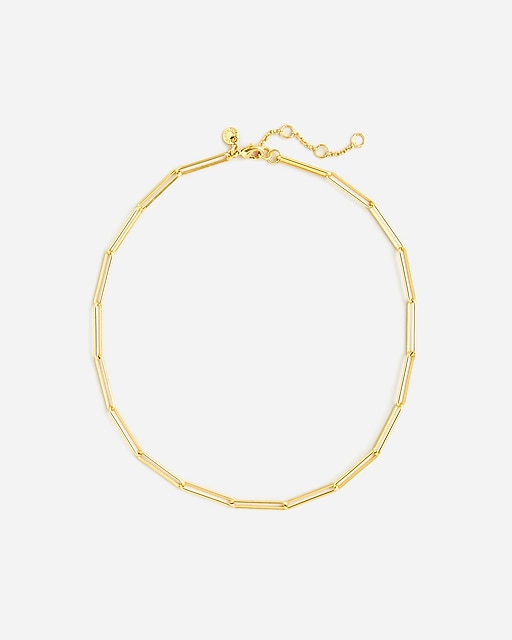 womens Dainty gold-plated paper-clip collar necklace