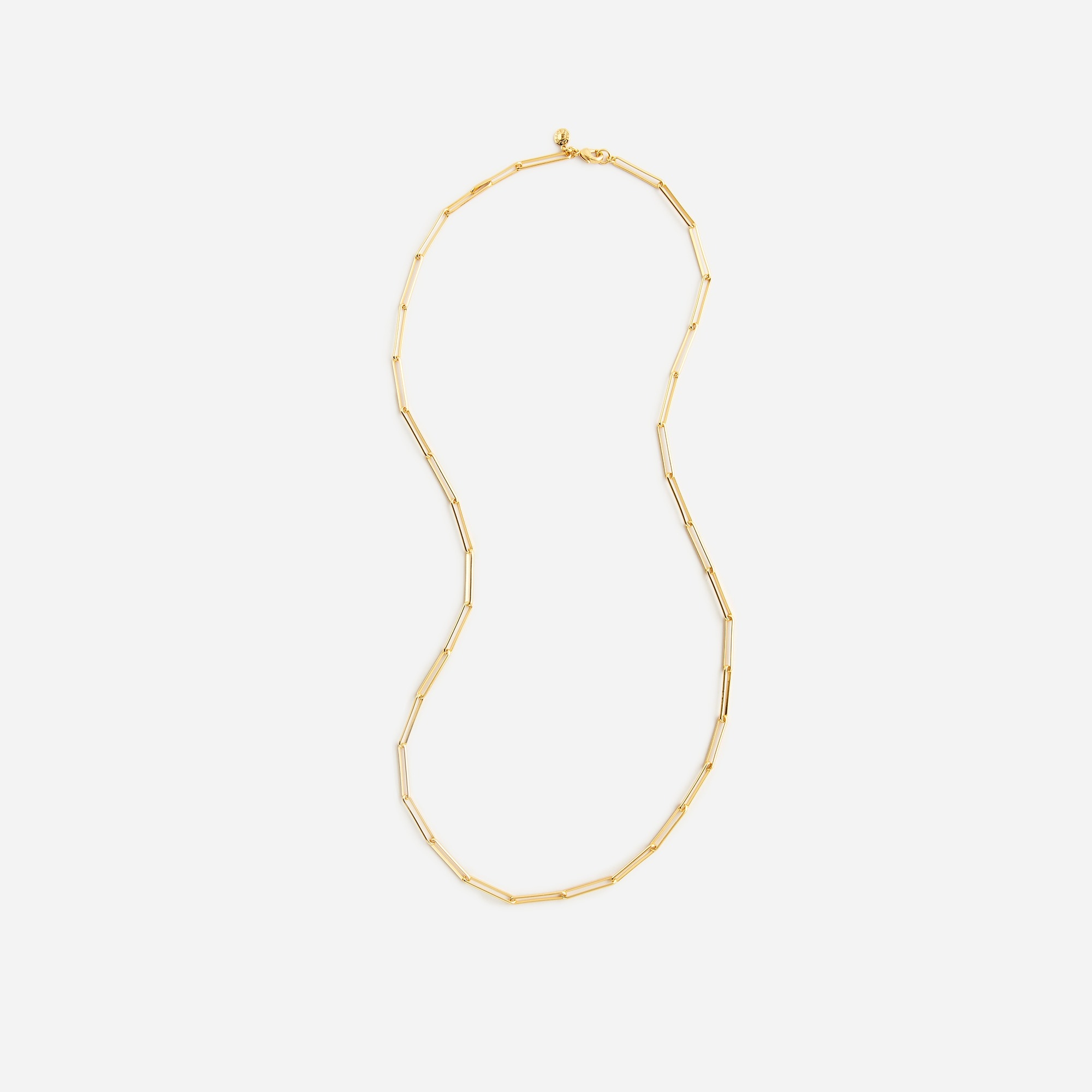 womens Dainty gold-plated paper-clip necklace