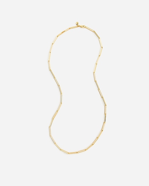 womens Dainty gold-plated paper-clip necklace