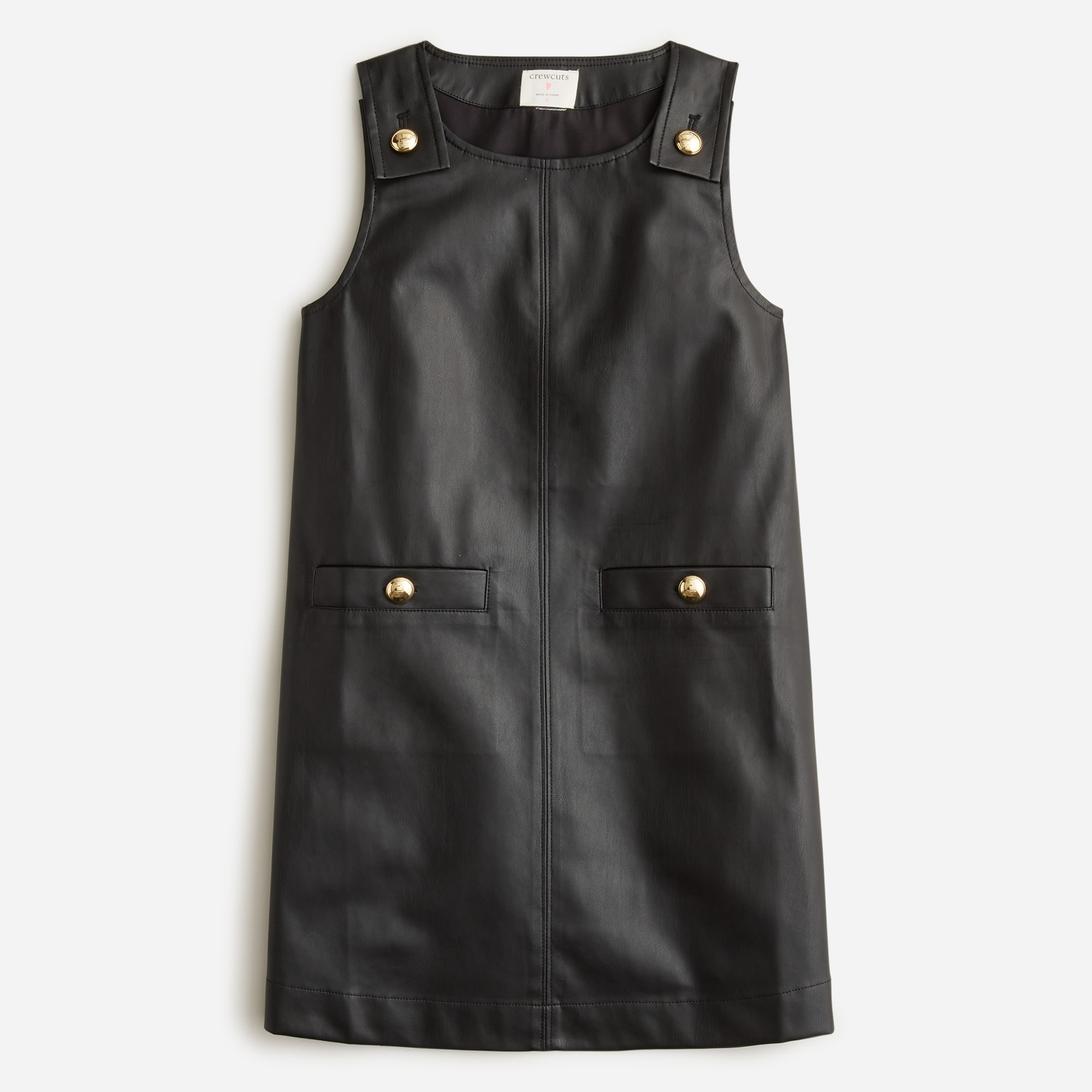 girls Girls' button-strap dress in faux leather