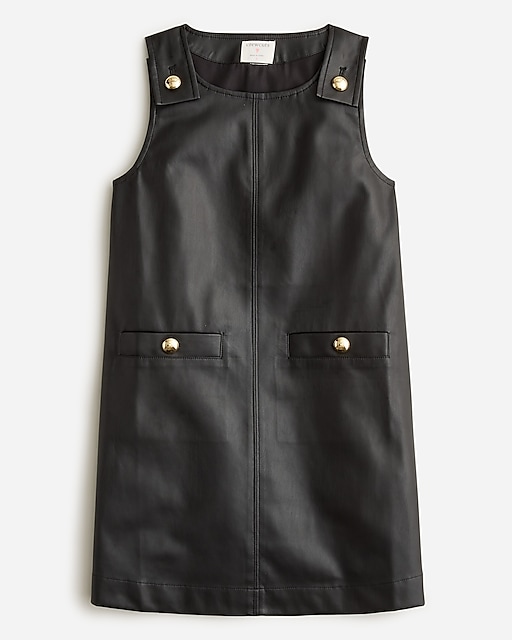  Girls' button-strap dress in faux leather