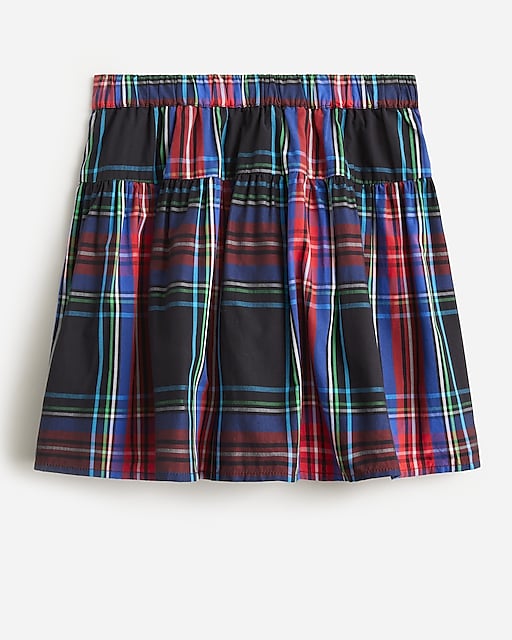  Girls' tiered skirt in black Stewart tartan