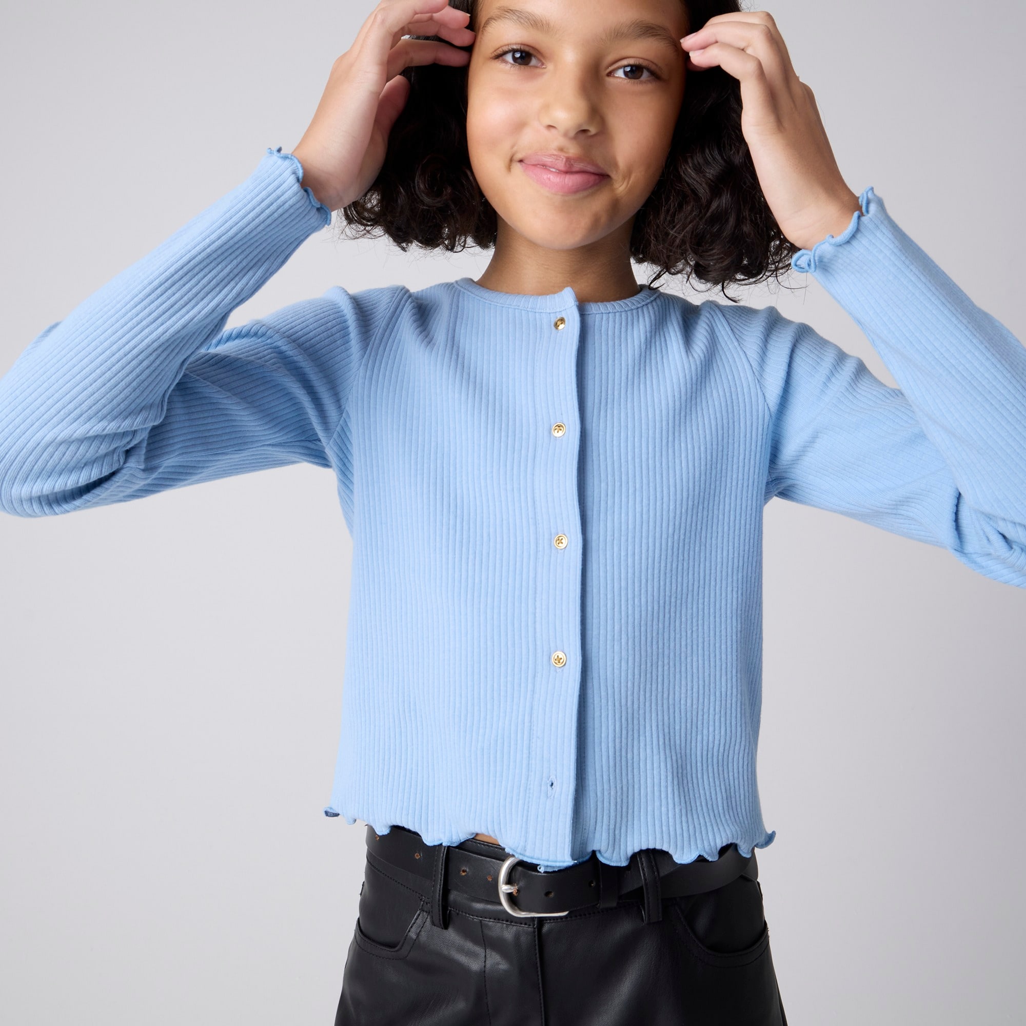 j.crew: girls' long-sleeve cropped ribbed t-shirt for girls