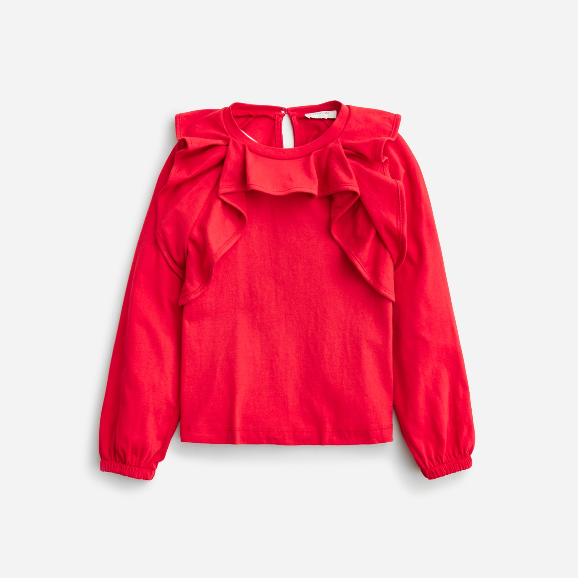 Girls' Long-sleeve Ruffle Top In Broken-in-jersey For Girls | J.Crew