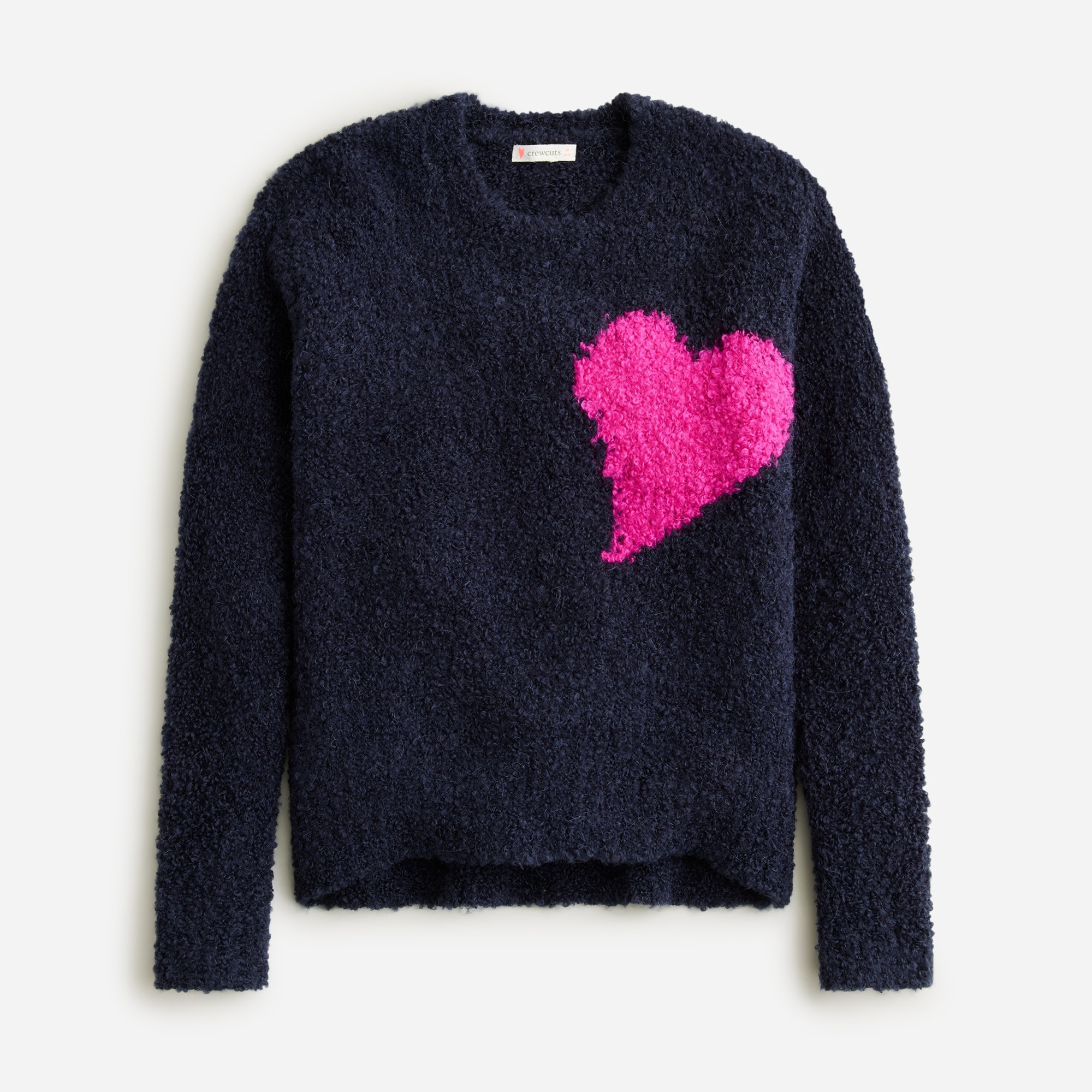  Girls' heart crewneck sweater in bubble yarn
