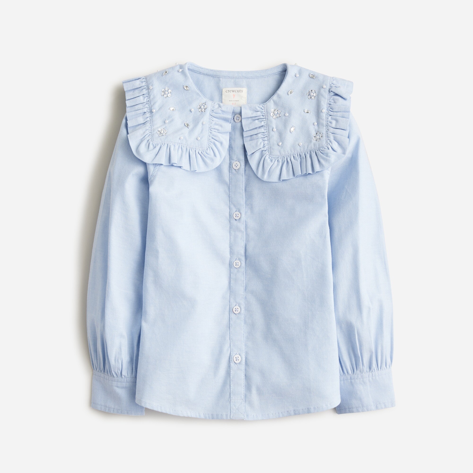 J.Crew: Girls' Embellished Ruffle-collar Shirt For Girls