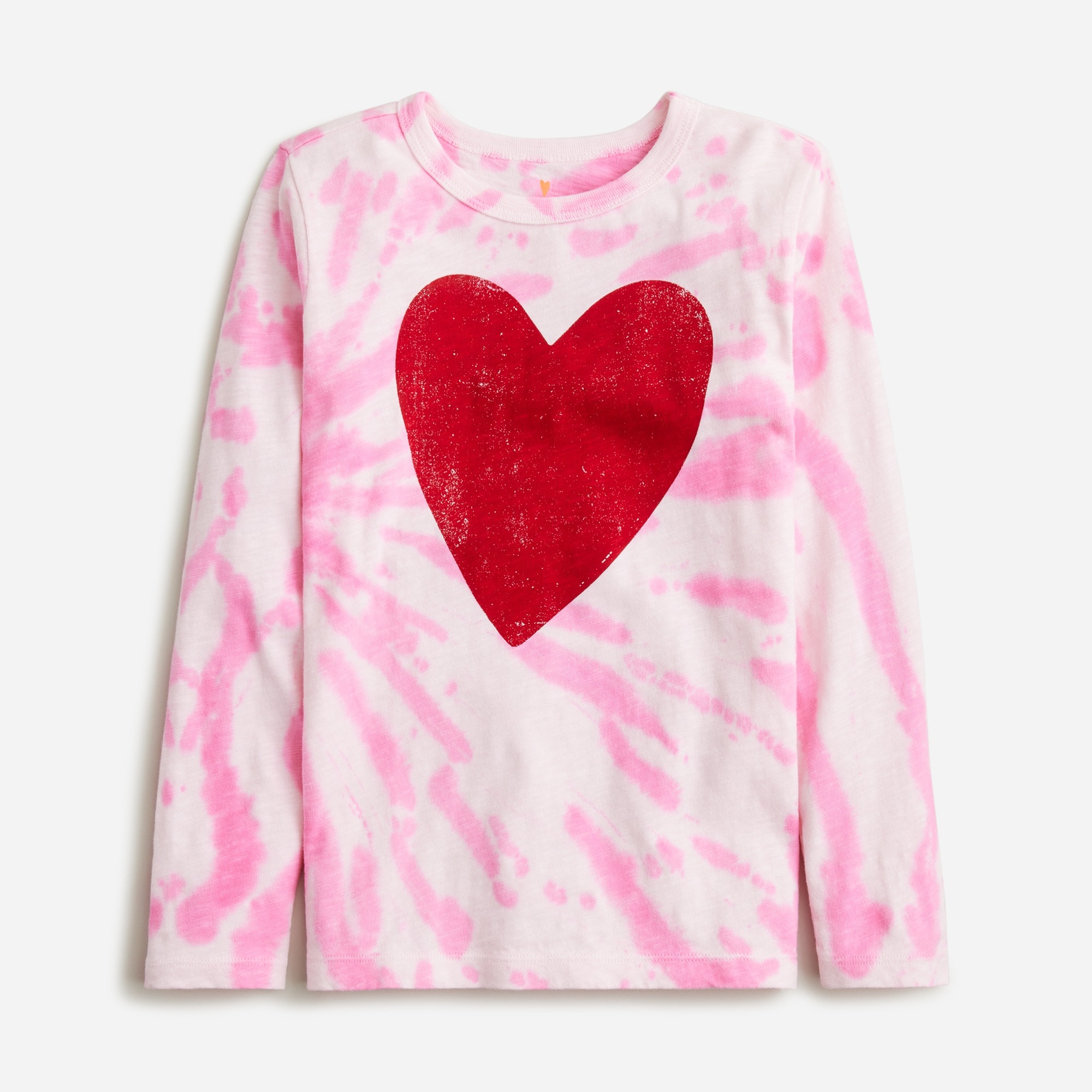  Kids' long-sleeve tie-dye heart graphic T-shirt