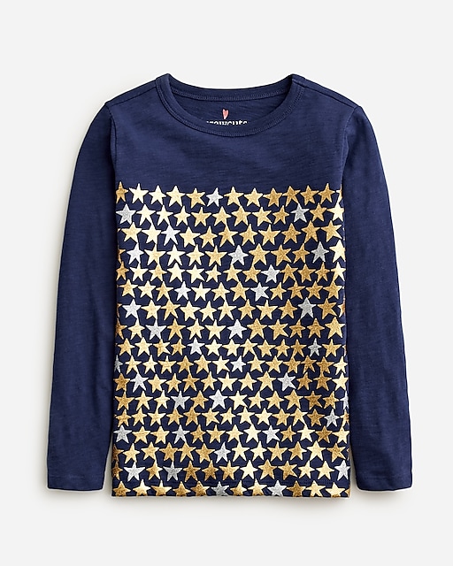  Girls' long-sleeve &quot;tiny stars&quot; graphic T-shirt