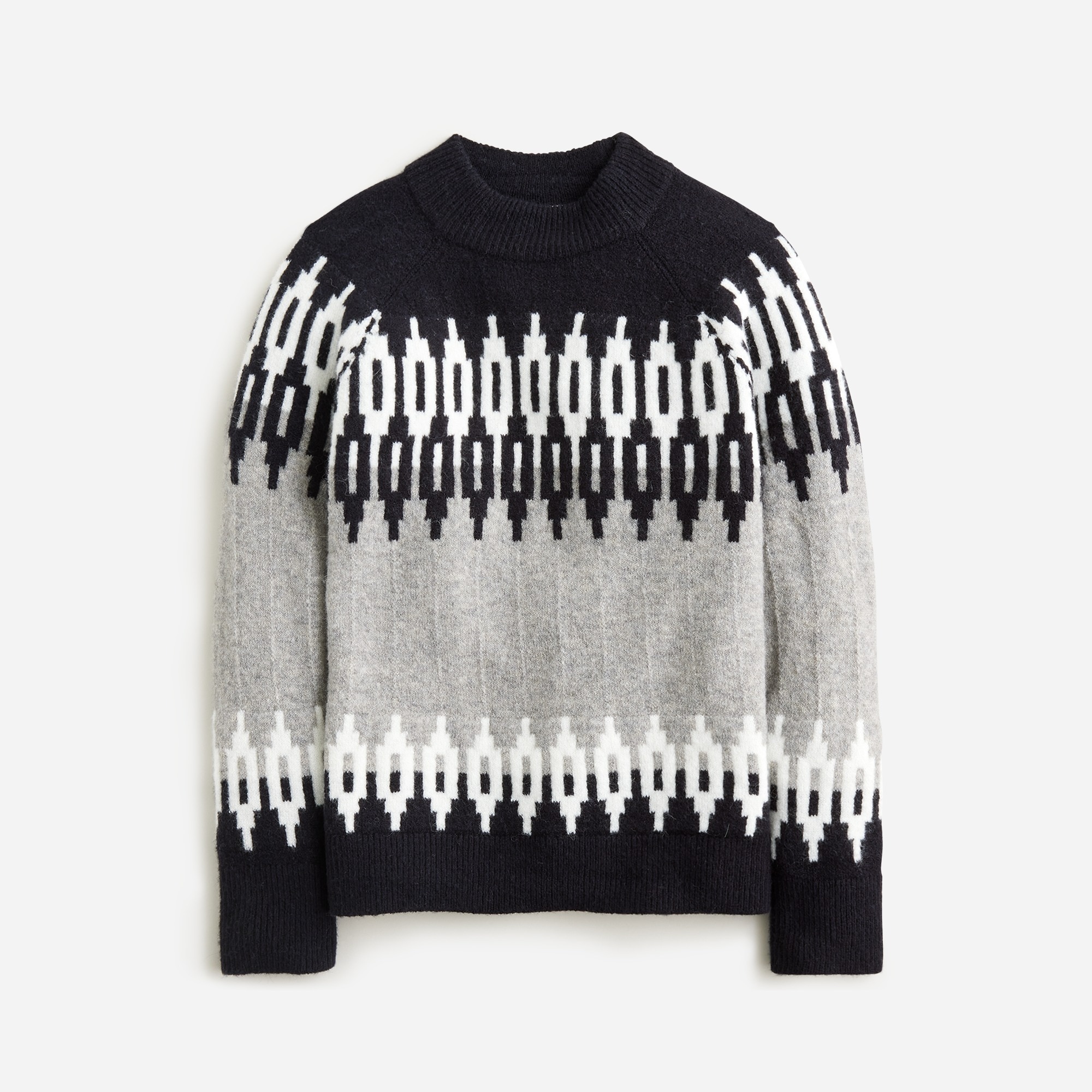  Girls' diamond Fair Isle mockneck sweater in supersoft yarn