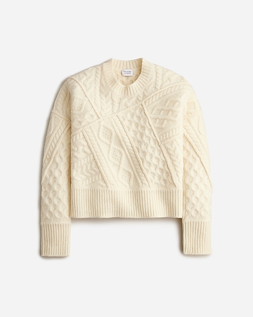  Limited-edition Anna October&copy; X J.Crew patchwork cable-knit crewneck sweater