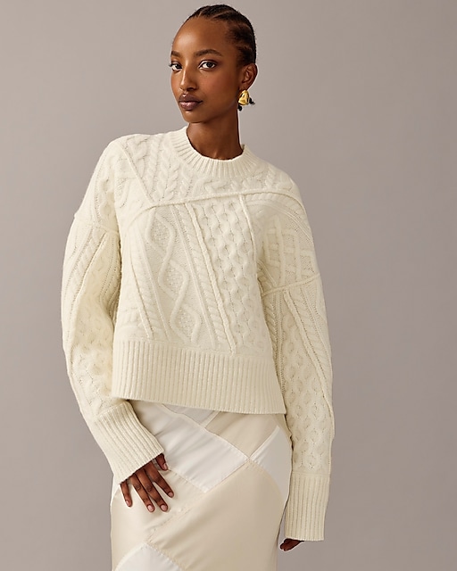  Limited-edition Anna October&copy; X J.Crew patchwork cable-knit crewneck sweater