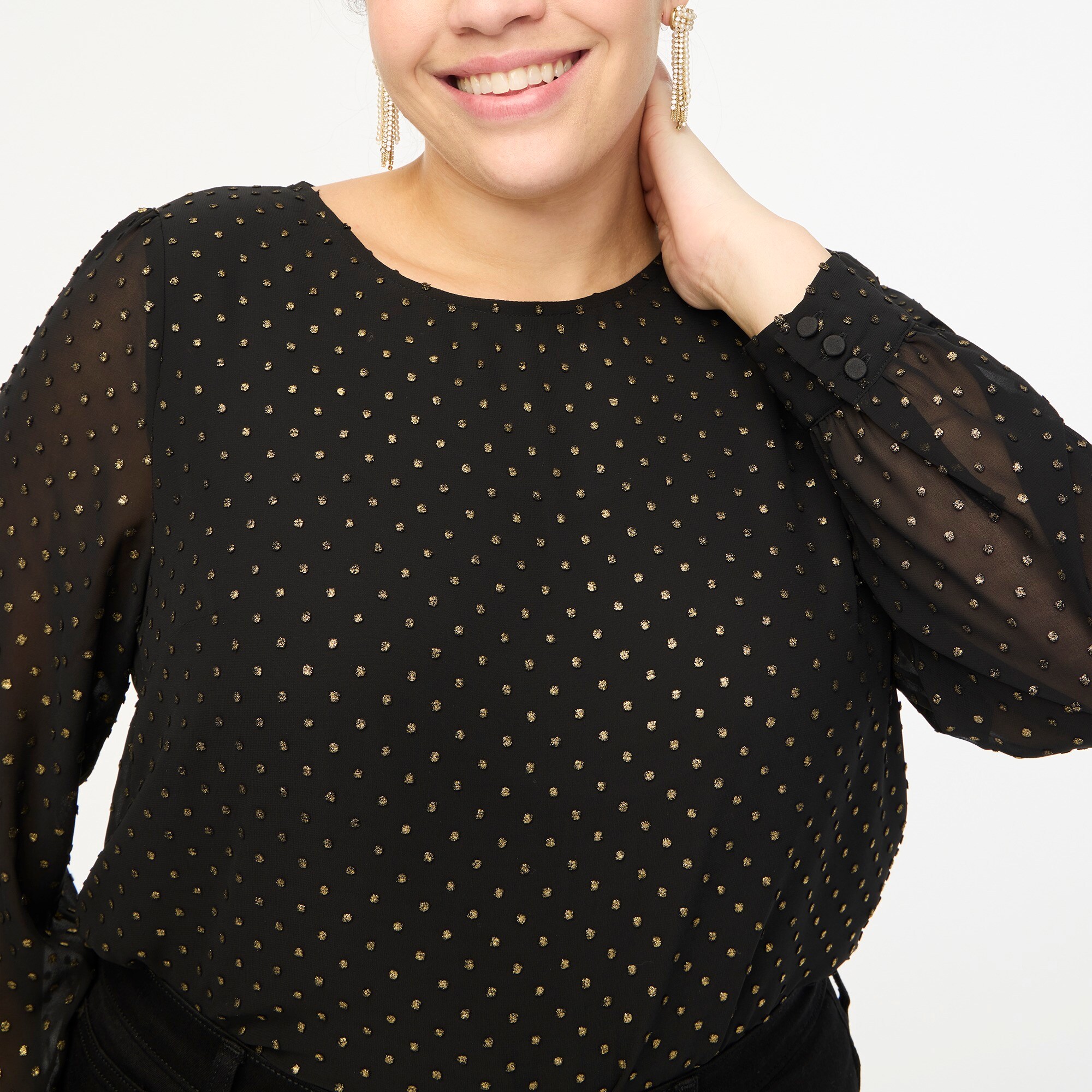 Gold shimmer clip-dot top