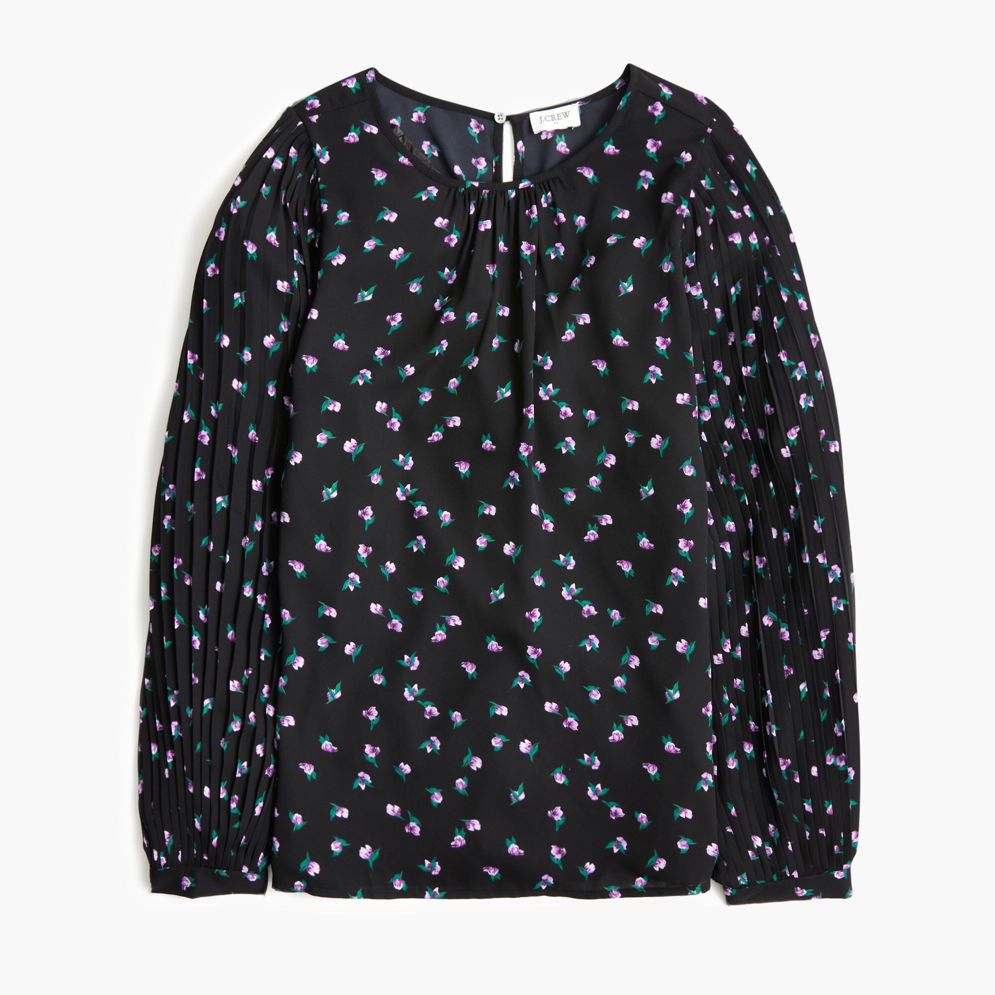 printed pleated-sleeve top for women