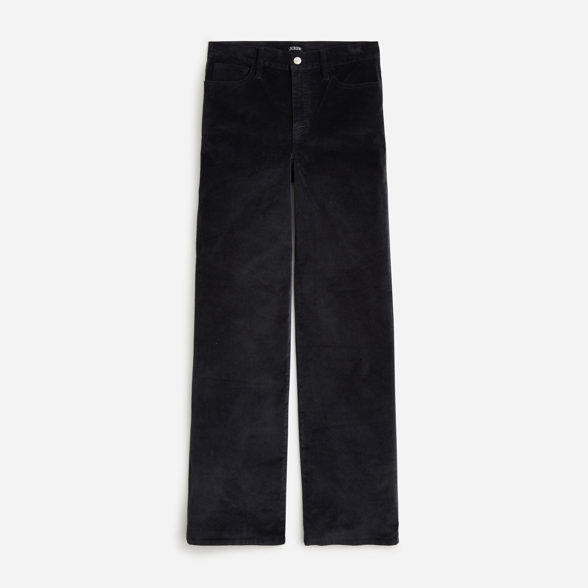 Full-length slim wide-leg pant in stretch velvet