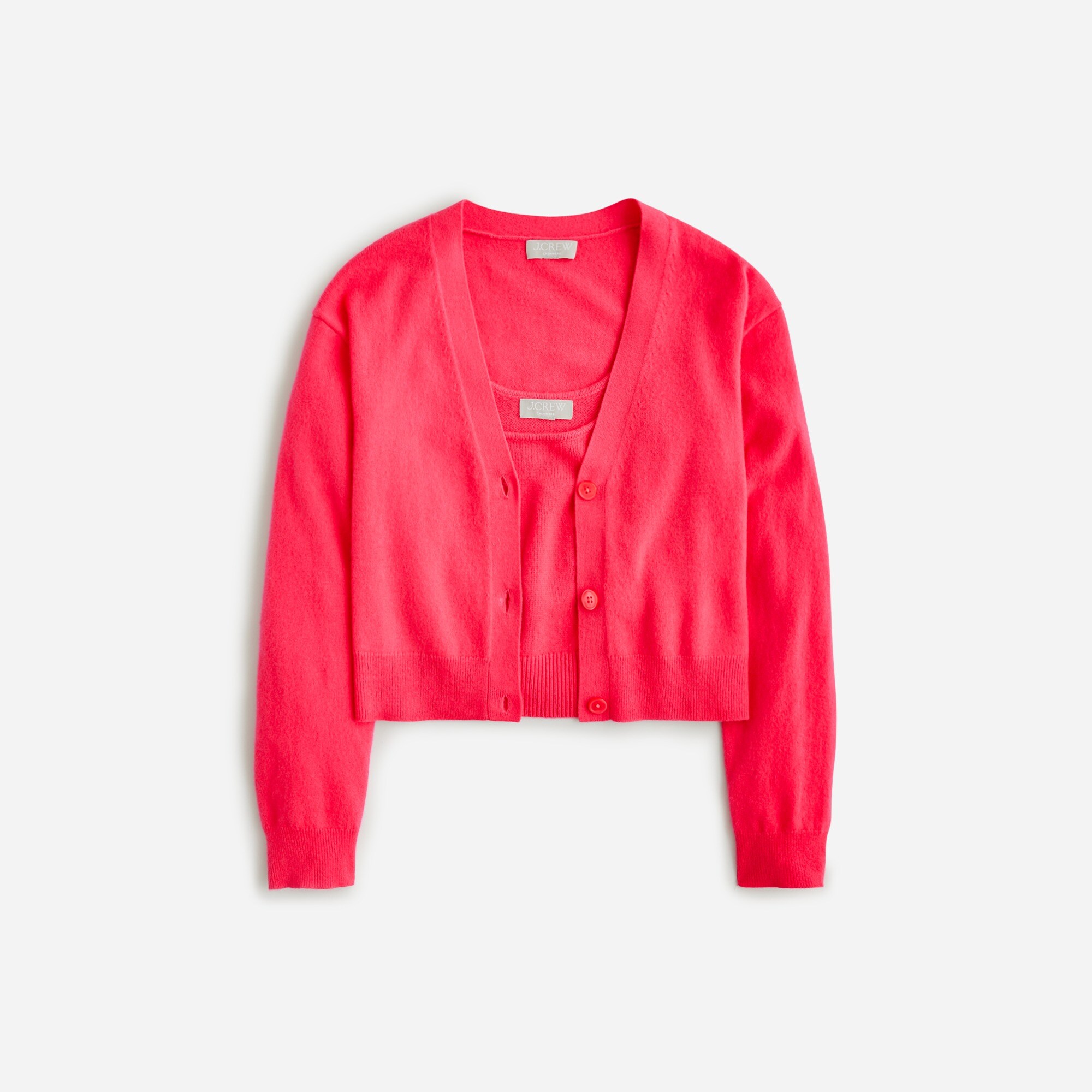 Cashmere shrunken sweater-tank set