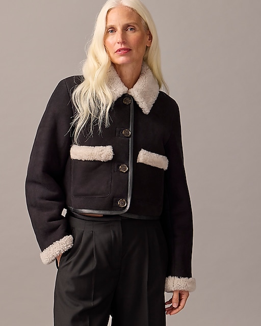 womens Collection limited-edition cropped shearling jacket