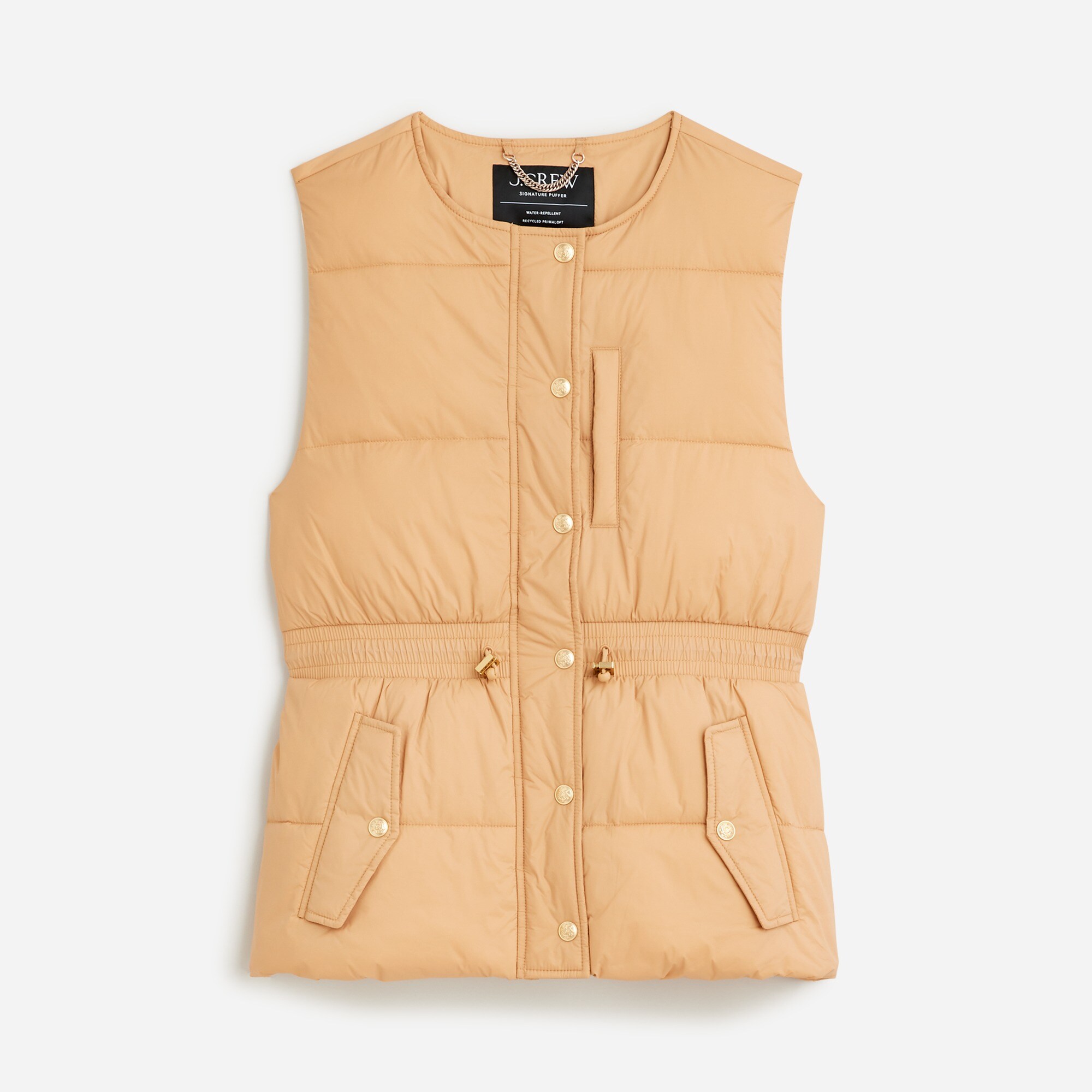 Cinched-waist puffer vest with PrimaLoft®